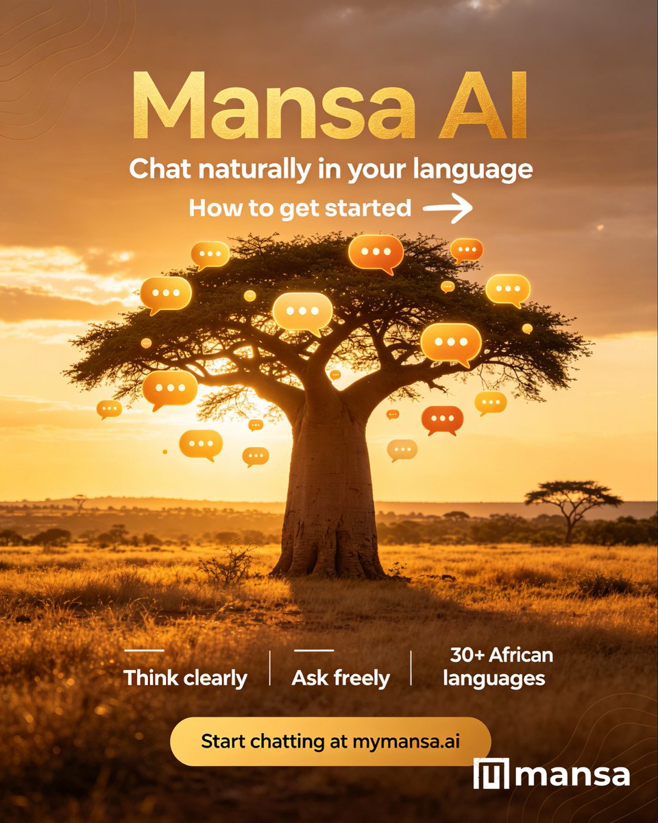 mymansaai's tweet photo. Ever wondered what’s inside the Mansa ecosystem?

Let’s start with Mansa AI.

1️⃣ Log in or sign up in seconds
2️⃣ Chat naturally in your language, Hausa, Igbo, Yoruba, Twi, and over 30 others
3️⃣ Need something translated? translate in chat https://t.co/it2MlybAas