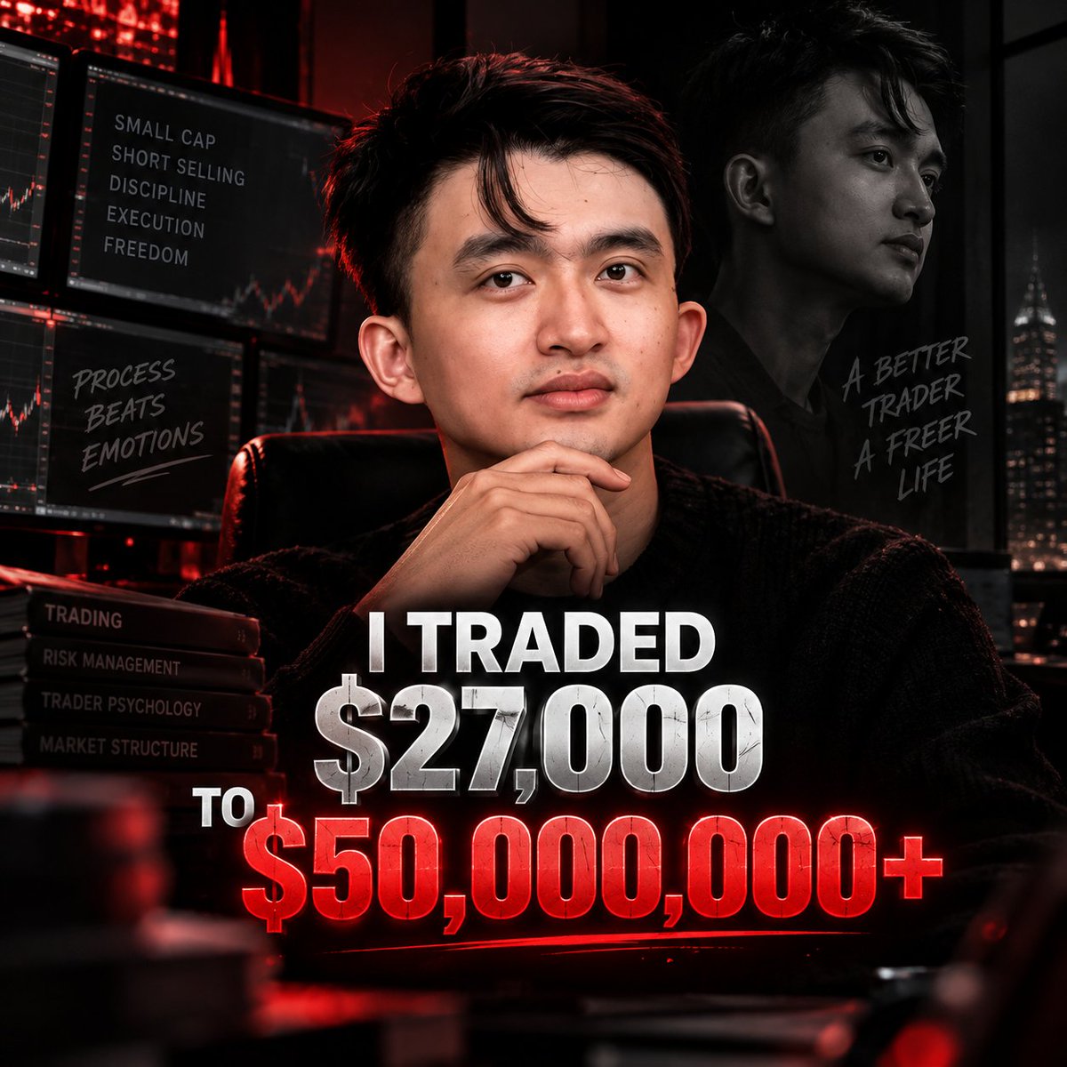 Xxanderde's tweet photo. Steven Dux: Dari $27.000 Jadi $50 Juta+ 

 Gimana Cara Mainnya?

Gw baru nemu satu trader yang menurut gw menarik banget buat dibedah.

Namanya Steven Dux.

Dia dikenal sebagai trader small-cap/penny stock, terutama lewat strategi short selling.

Yang bikin ceritanya gila:

modal sekitar $27.000 → lebih dari $50 juta dari trading.

Tapi daripada cuma lihat angka profitnya, gw lebih tertarik lihat sistem dan disiplin yang dia bangun.

Ini beberapa hal yang menurut gw paling menarik:

1. Dia mencari pattern, bukan sekadar saham bagus

Dux gak mencoba menebak semua saham.

Dia fokus ke jenis saham tertentu yang punya karakteristik dan pola yang sudah dia pelajari.

Terutama saham small-cap yang mengalami kenaikan ekstrem.

Ketika orang lain melihat:

“Wah naik 200%, masih bisa naik lagi nih.”

Dux justru mulai mencari:

“Kapan euforianya habis?”

2. Dia memanfaatkan psikologi market

Ini salah satu bagian yang paling menarik.

Menurut gw, strategi Dux sebenarnya banyak berhubungan dengan perilaku manusia.

FOMO bikin orang mengejar harga.

Harga naik → semakin banyak orang masuk → volume membesar → euforia semakin tinggi.

Tapi ketika pembeli baru mulai habis?

Harga bisa berbalik sangat cepat.

Dux mencoba menemukan pola tersebut dan menjadikannya sebuah setup yang bisa diulang.

Jadi bukan:

“Feeling gw saham ini bakal turun.”

Tapi:

“Pattern ini sebelumnya sudah terjadi berkali-kali. Mari lihat apakah statistiknya memang mendukung.”

3. Semua harus punya data

Dux bukan tipe trader yang puas dengan:

“Kayaknya strategi ini works.”

Dia mempelajari trade yang sudah terjadi, mengumpulkan data, melakukan simulasi, kemudian melihat apakah strateginya benar-benar punya positive expectancy.

Ini menurut gw penting banget.

Karena satu trade yang profit belum membuktikan apa-apa.

Yang dicari adalah:

Apakah edge tersebut bisa bekerja berkali-kali?

4. Kalau salah, size diperkecil

Ini salah satu rule Dux yang paling gw suka.

Kalau melakukan kesalahan, dia bisa memotong position size sampai 50% untuk trade berikutnya.

Kalau masih melakukan kesalahan?

Potong lagi.

Kebanyakan trader kalau habis loss:

“Gue harus balikin duit.”

Akhirnya size malah dibesarkan.

Dux melakukan kebalikannya.

Semakin buruk performa → semakin kecil risiko.

Simpel, tapi secara psikologi susah dilakukan.

5. Profit gak boleh bikin ego naik

Ini juga menarik.

Setelah mendapatkan profit besar, dia menarik sebagian profit dan secara psikologis memperlakukan uang tersebut seperti sudah tidak ada di akun trading.

Kenapa?

Karena profit besar bisa membuat trader merasa:

“Gue jago nih.”

Terus mulai overconfidence.

Size diperbesar.

Trade diperbanyak.

Risk naik.

Dan akhirnya profit yang dikumpulkan lama-lama balik lagi ke market.

Menurut gw Dux sadar bahwa:

mengontrol ego sama pentingnya dengan menemukan entry.

6. Dia review trade-nya

Dux gak berhenti ketika trade selesai.

Dia melihat kembali bagaimana trade tersebut dilakukan.

Entry-nya sudah benar?
Exit-nya optimal?
Size-nya kebesaran?
Ada rule yang dilanggar?
Bahkan kalau trade menghasilkan profit besar, tetap bisa dianggap bad trade kalau eksekusinya buruk.
Ini mindset yang menurut gw keren:
Profit ≠ selalu berarti keputusan lo benar.

Bisa saja profit karena hoki.

7. Dia gak harus selalu trading

Ini mungkin yang paling susah dilakukan trader retail.

Ada hari ketika setup gak ada.

Ya…

gak usah trading.

Karena kalau kita sudah punya sistem, tugas kita bukan mencari alasan untuk masuk market.

Tugas kita adalah menunggu kondisi yang sesuai dengan sistem.

Setelah gw lihat cara Steven Dux trading, menurut gw lesson terbesarnya bukan:

“Pakai strategi short-nya dan kalian bisa jadi kaya.”

Justru jangan sesederhana itu.

Karena short selling small-cap punya risiko yang sangat besar.

Yang menurut gw lebih menarik adalah cara dia berpikir.

Cari edge.
Uji dengan data.
Bikin rule.
Mulai dengan size yang terkontrol.
Review kesalahan.
Kurangi risiko ketika performa memburuk.
Dan jangan biarkan profit membuat ego mengambil alih.

Dari sini gw jadi makin percaya:

Trading bukan tentang siapa yang paling pintar memprediksi market.

Tapi siapa yang punya sistem dan disiplin untuk tetap hidup ketika prediksinya salah.
Dan mungkin itu yang membuat perjalanan $27.000 → $50 juta+ milik Steven Dux jauh lebih menarik daripada sekadar angka profitnya.