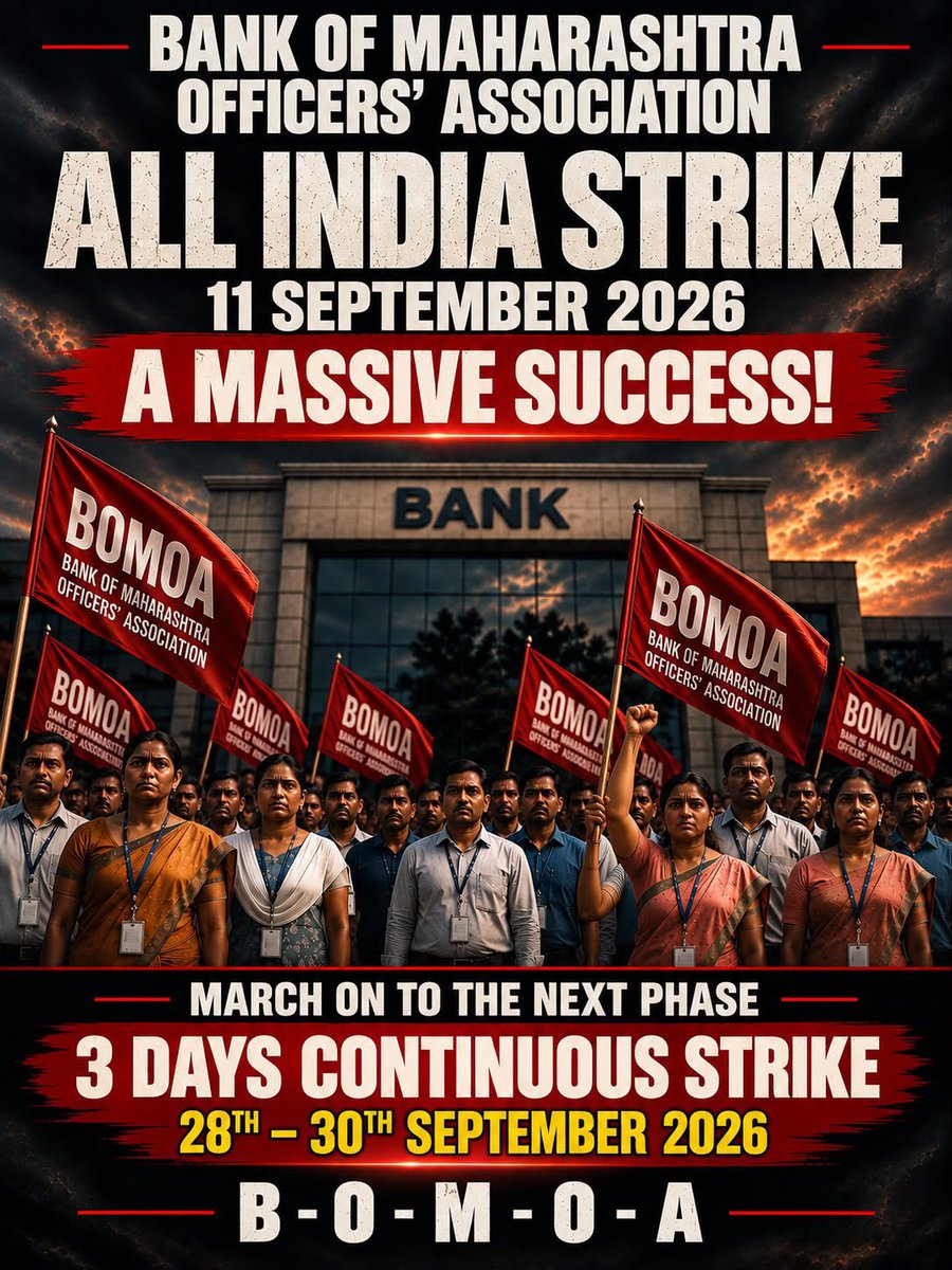 0007tilak's tweet photo. ONE VOICE. ONE UNITY. ✊

Powerful glimpses of demonstrations across our Units on the UFBU Strike Call for:

✊ 5 Days Banking | ⚖️ Fair PLI

United we stand. Together we win!

#5DaysWeekAndFairPLI #UFBU #BankingUnity https://t.co/CRyuRMG54U