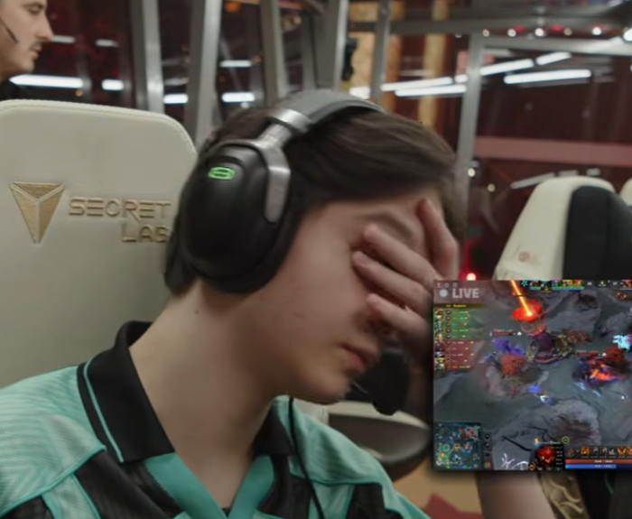 ngbolin91's tweet photo. @PARIVISIONdota2 satanic facepalming in game 2 after Yatoro almost dies, and wipes the whole team instead. https://t.co/RjYk7hMSLh