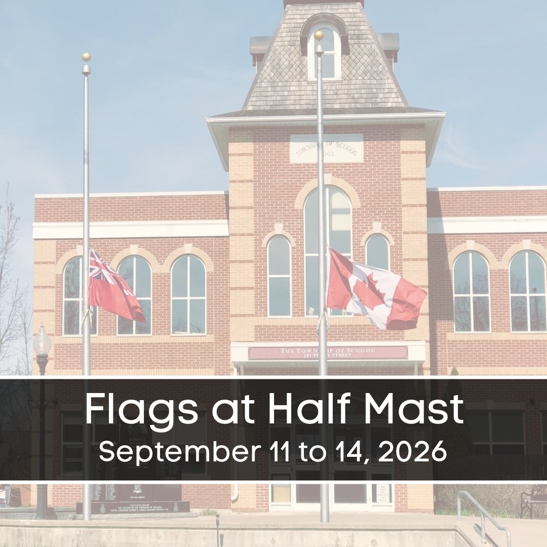 TwpofScugog's tweet photo. 25 years ago today, nearly 3,000 lives were lost in the attack on the World Trade Centre. To honour their memories of those lost, flags are being flown at half mast.
 
The flags will remain at half mast over the weekend in honour of Firefighters' National Memorial Day. https://t.co/LGpeTRWOBe