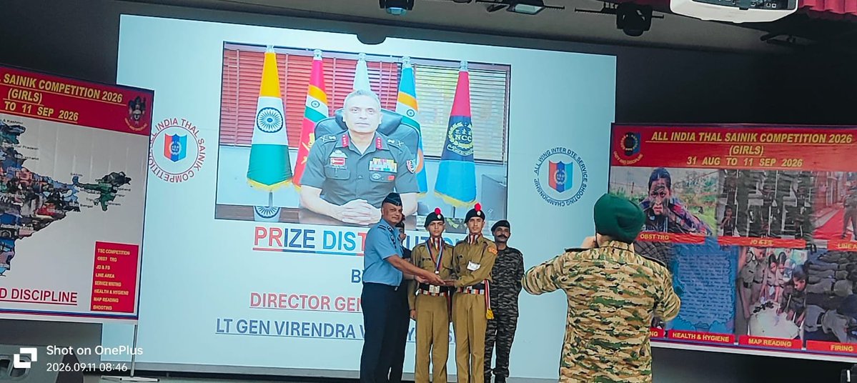 NCCDteJKL's tweet photo. Maj Gen Anupinder Bevli, VSM, ADG, congratulated contingent on its stellar AITSC 2026 performance.
🏆 Overall 4th
🥈 Silver – Map Reading (Girls &amp; Boys)
🥉 Bronze – Snap Shooting (JD)
🏃 3rd – PET
⭐ 5th – Girls &amp; Boys 
A proud display of skill, discipline &amp; team spirit. https://t.co/JTLeeGQ7Qh