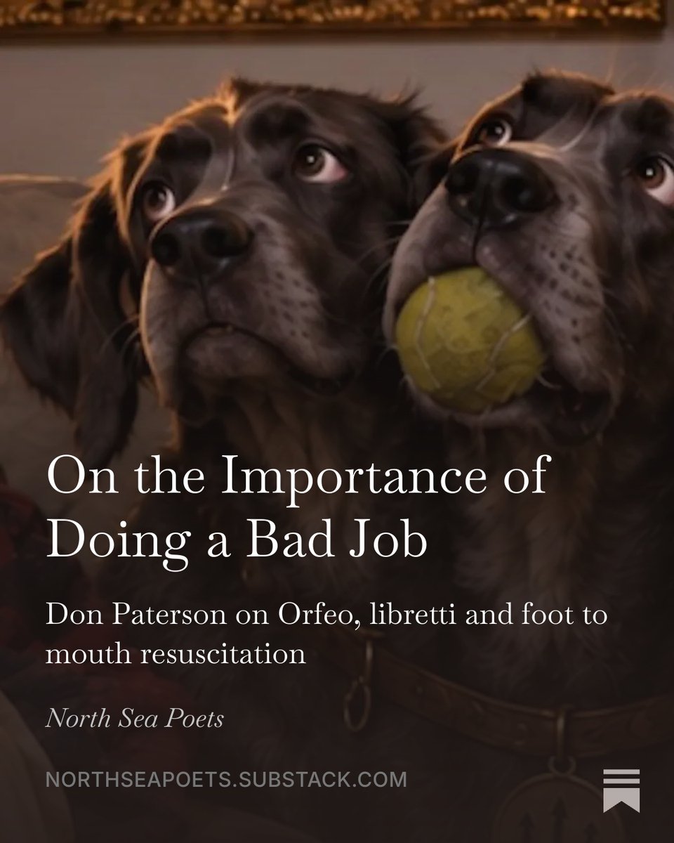 NorthSeaPoets's tweet photo. New post! 📰

On the Importance of Doing a Bad Job – @donpatersonpoet on Orfeo, libretti and foot to mouth resuscitation

Read here: https://t.co/hf5adJSDeL

#AmReading #NorthSeaPoets https://t.co/OFTtLOtwhD
