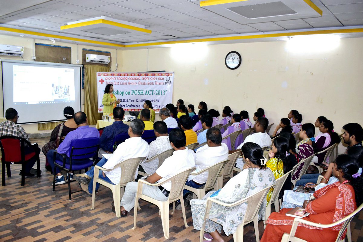 OdishaRedcross's tweet photo. IRCS-OSB organised a Workshop on the POSH Act, 2013, on 10.09.2026 at Red Cross Bhavan, BBSR.The session was conducted by eminent POSH Expert Smt. Namrata Chadha, who shared valuable insights on the Prevention of Sexual Harassment of Women at Workplace (POSH) Act, 2013. https://t.co/uncXfucawE