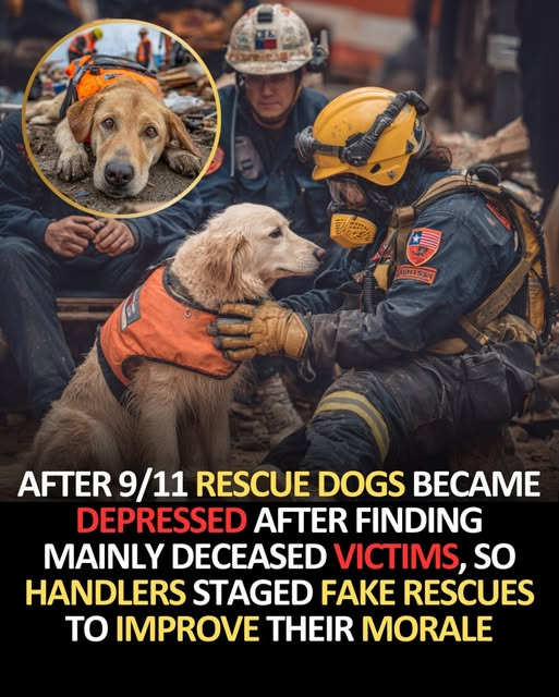 RealTraderJill's tweet photo. The Unsung Heroes of 9/11

They were trained for one thing: find the living, bark, get the toy, win.

More than 300 search dogs climbed the pile after the towers fell. Hot steel. Dust. 24 hr shifts. They expected what every drill had promised. People still breathing underneath.

Almost no one was.

The last survivor came out about 27 hrs after the collapse. After that the dogs kept searching for a scent that was no longer there. Tails dropped. Sadness in every line of their bodies. They would still work. They just stopped getting the joy that made the work make sense.

So their people hid in the rubble. A firefighter. A cleanup worker. Out of camera range. The dog would find someone alive, get the toy, get the praise, and for a moment light up again like the world still worked the way it was supposed to. 

Debra Tosch, there with her Lab Abby, said it was like working weeks without a paycheck. When they get that toy, it’s like they’ve gotten paid. Handlers called them mock finds. What they really were was a kindness. A way of telling a partner, you did it, good dog, I still need you.

They offered everything anyway.

They also did the job no one certified them for. Men who had just heard a friend’s body called over the radio buried their faces in a dog’s neck until they could stand. That was the other rescue. Not of the dead. Of the living still standing in the ash, held up for a minute by an animal who only wanted to help.