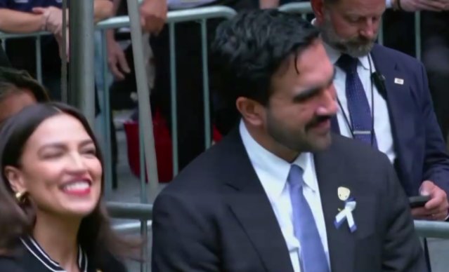 LangmanVince's tweet photo. Watching Zorhan Mamdani and AOC laughing it up while the 9/11 victim names were being read out and their family members were crying out in sorrow, might just be the most vile imagine I have ever seen on social media in my lifetime! https://t.co/CXvWu7dxO8
