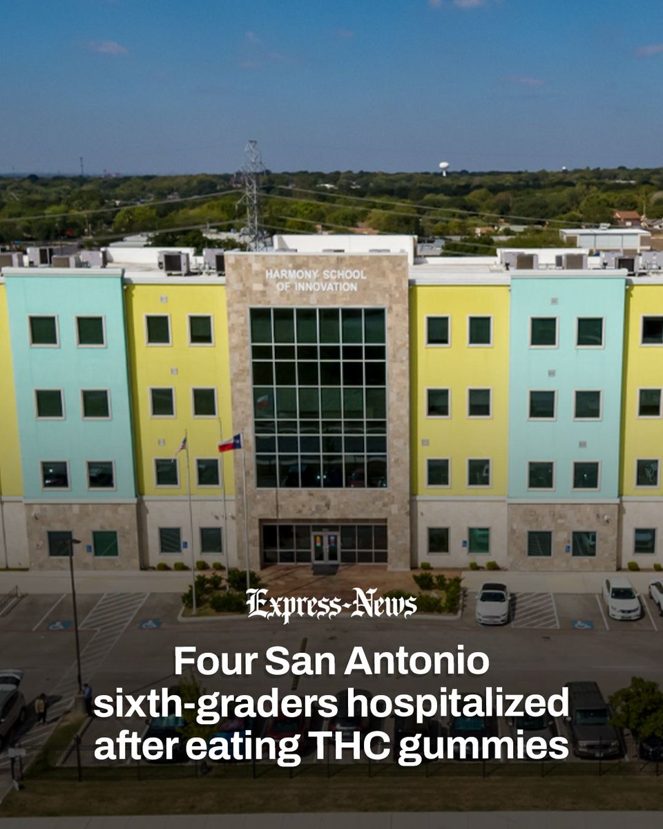 ExpressNews's tweet photo. Five San Antonio charter school students were sickened and four were taken to hospitals Thursday after authorities said they ingested gummies believed to contain THC. https://t.co/yrlxlO0n9P https://t.co/0D6l5EYn8Y