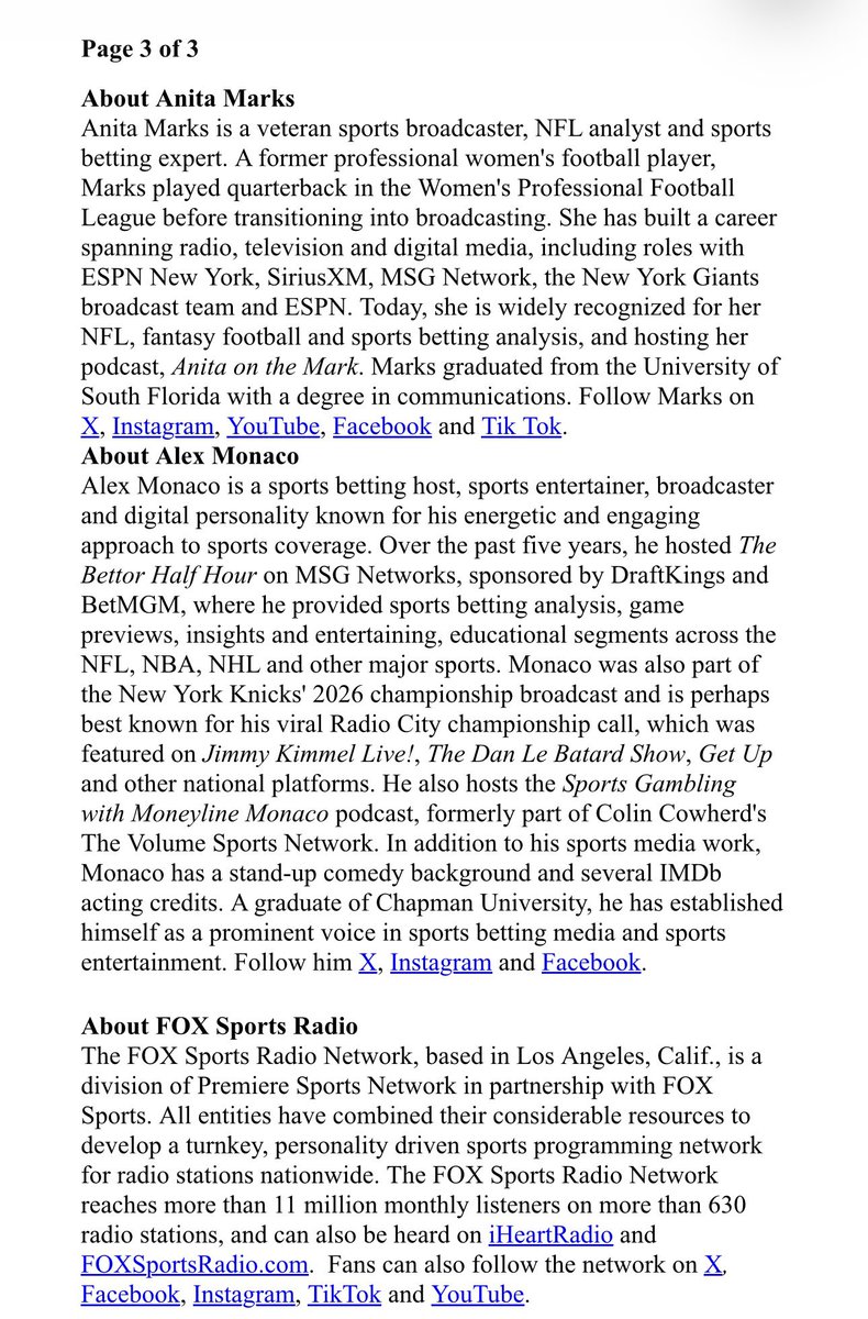 Alex__Monaco's tweet photo. 🚨🎙️PRESS RELEASE!! We made the NATIONAL RADIO Lineup on @foxsportsradio let’s goooooo 

A big thank you to SS and my Man and co-Host @_martinweiss for the Johnny Stockton’s in making this happen 

A Lifelong Dream to be talking Sports on the airwaves and even more surreal to be on the same station as Cowherd, Dan Patrick & many of the greats I’ve listened to for so long 

Check out MARTIN & MONACO starting this Saturday 5-8PM Pacific on @iheartradio and follow us under ‘MARTIN AND MONACO’

#FoxSportsRadio #NationalRadio