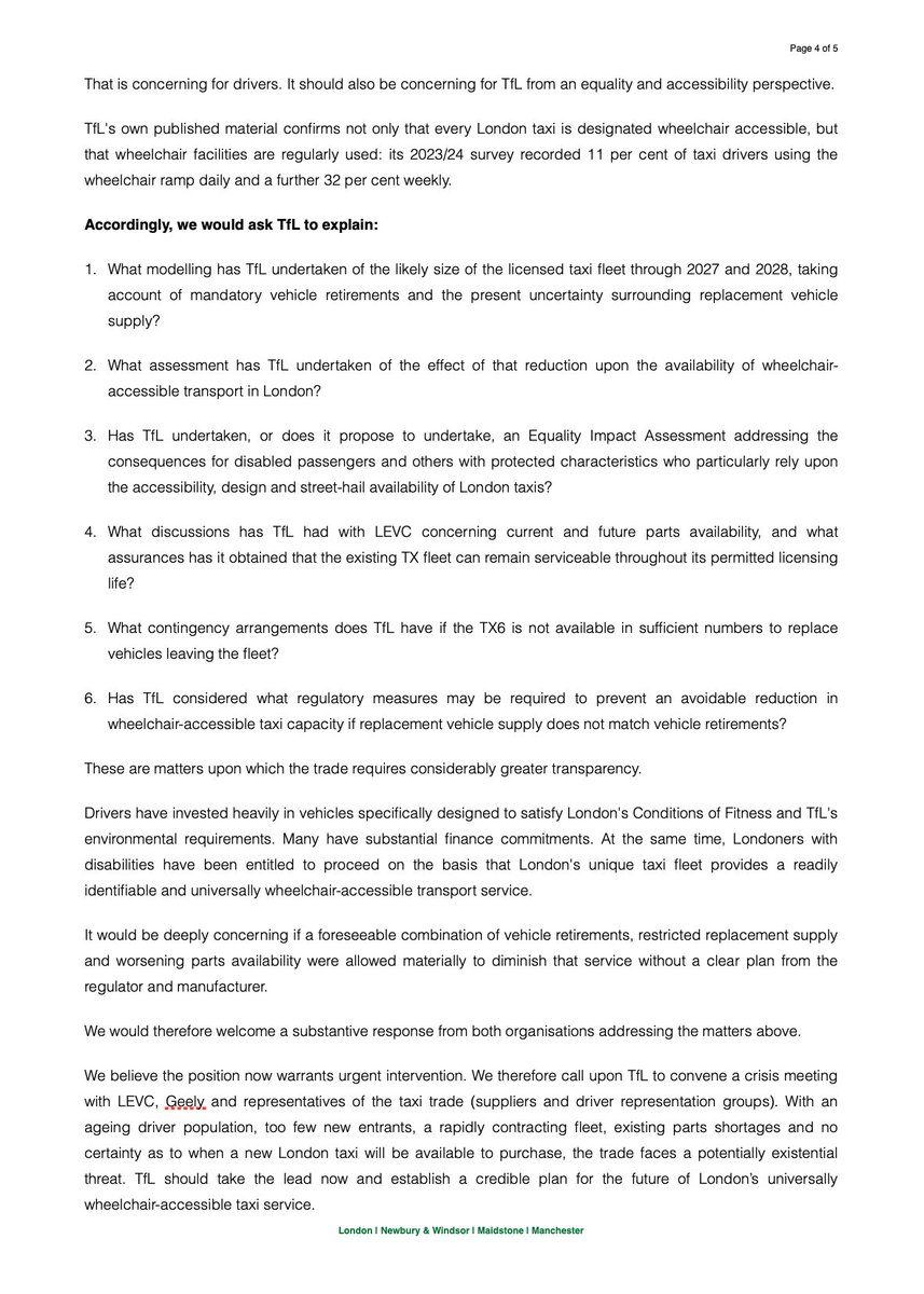 legaltaxi2026's tweet photo. An open letter that we have today sent to government officials, LEVC, Geely, TfL and the Mayor of London.

19 recipients in total including the BBC. 

Your trade is under threat and we have acted. I will keep you posted with any responses. 

#londoncab #londontaxi https://t.co/KgPrZxuVjt