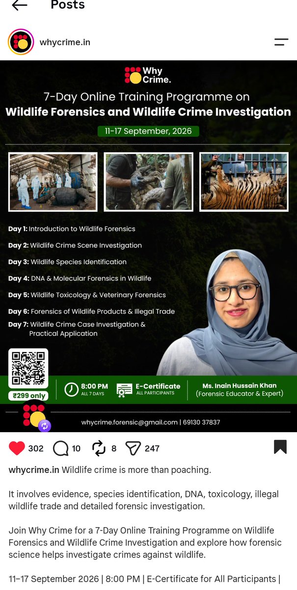 farithnishasj's tweet photo. Wildlife forensics and wildlife crime investigation by  why crime Day 1 participated @farithnishasj ...I really enjoyed learning 😊 https://t.co/p1Xbbn0cr1