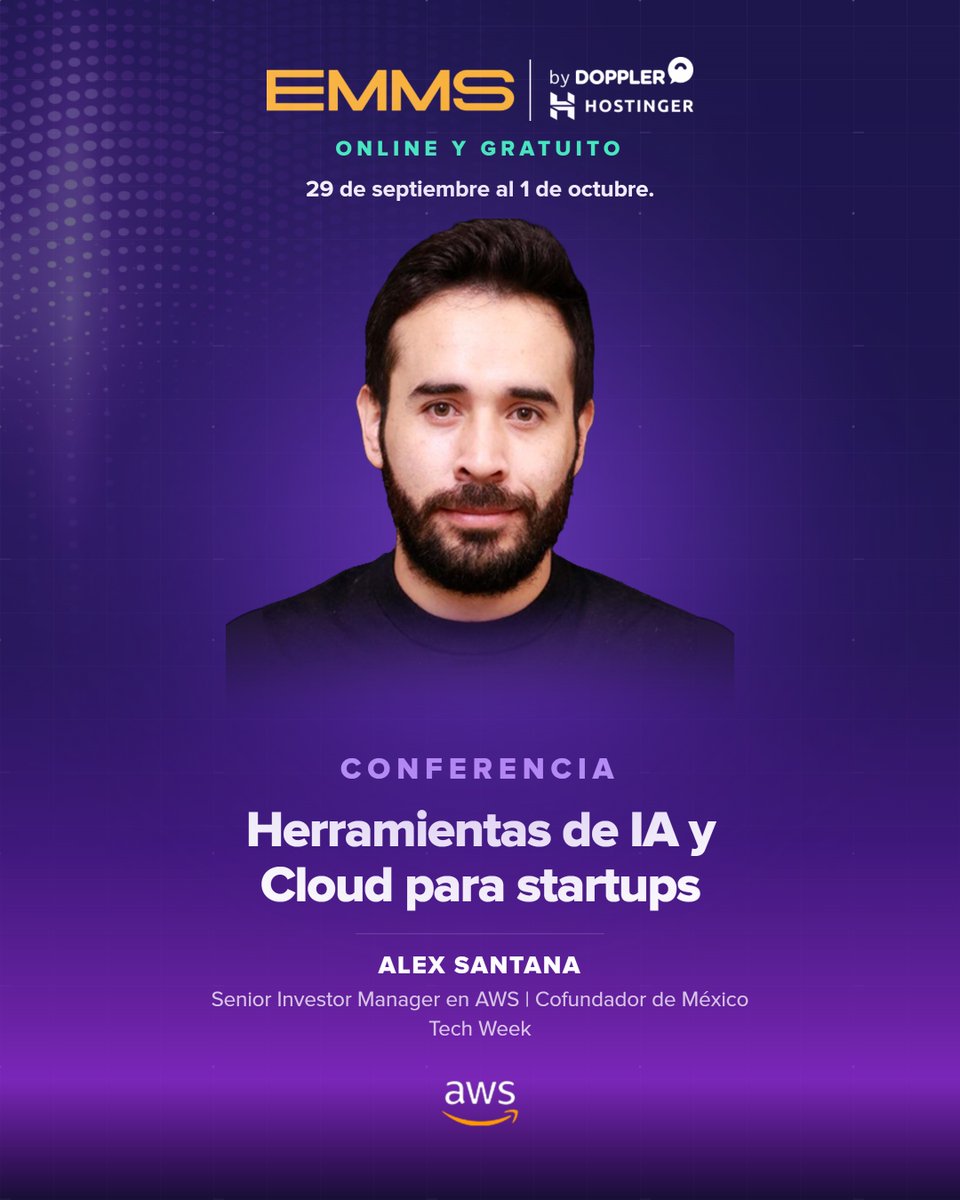 fromDoppler's tweet photo. Elegir bien la infraestructura de IA y Cloud puede definir la velocidad de tu startup. @AlexSantanaG (AWS) lo explica en el #EMMS26.
¡No te lo pierdas! 👇
https://t.co/yL0jcCLZc5 https://t.co/gj4zCieUxg