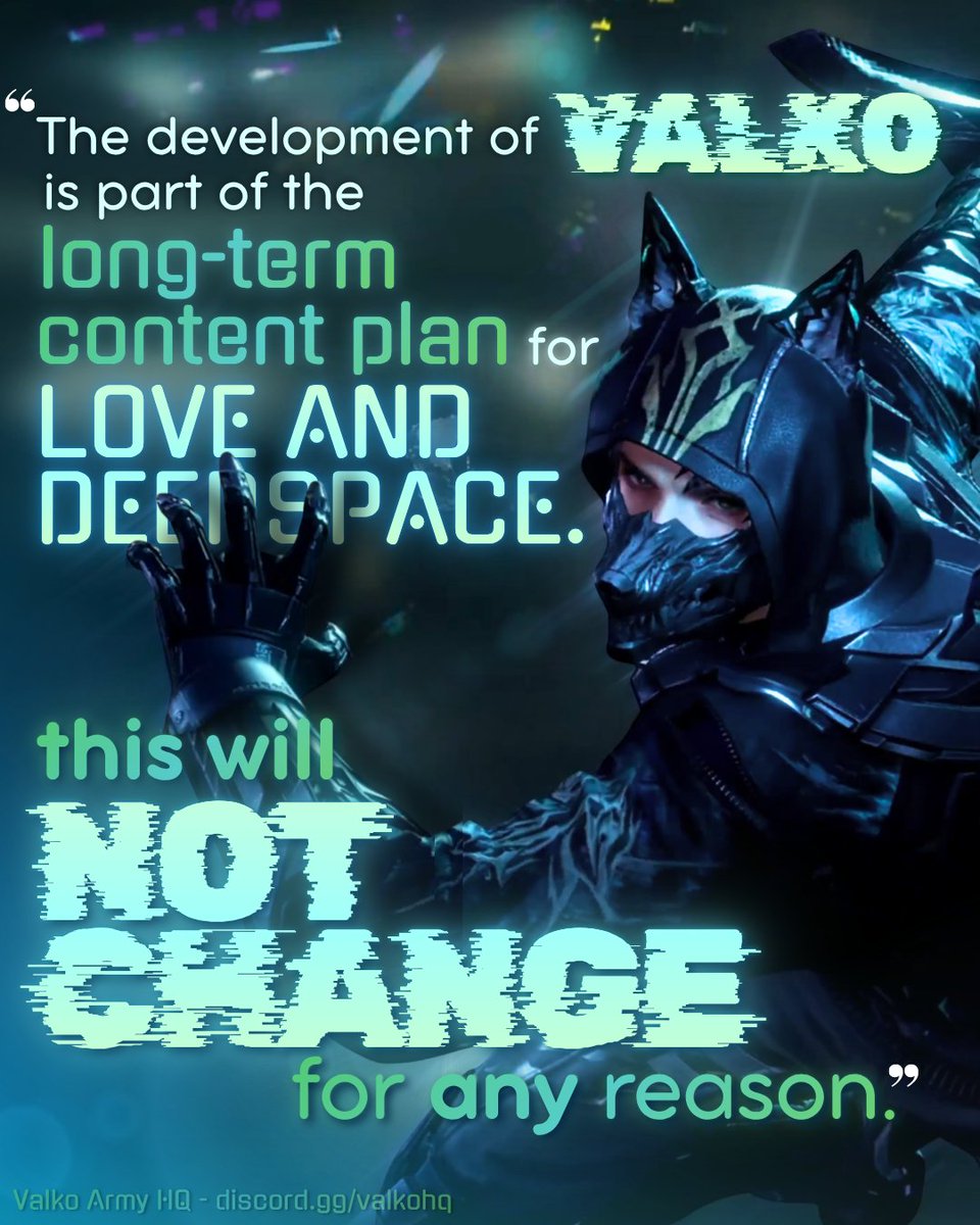 ValkoArmyHQ's tweet photo. We Vow to Keep Standing with Valko!🐺

Infold said it themselves: 

"The development of Valko is part of the long-term plan.  𝙏𝙝𝙞𝙨 𝙬𝙞𝙡𝙡 𝙣𝙤𝙩 𝙘𝙝𝙖𝙣𝙜𝙚 𝙛𝙤𝙧 𝙖𝙣𝙮 𝙧𝙚𝙖𝙨𝙤𝙣."

Let's hold them to their original promise! 

Media Division team have created these graphics for you.

Use the below template to add your own vows and promises, then share with the tag #VowsForValko to remind Infold of their original promise to their players.

𝗥𝗲𝗺𝗲𝗺𝗯𝗲𝗿: 𝗩𝗮𝗹𝗸𝗼 𝗪𝗮𝘀 𝗣𝗿𝗼𝗺𝗶𝘀𝗲𝗱.

#BringValkoBack #ValkoWasPromised
