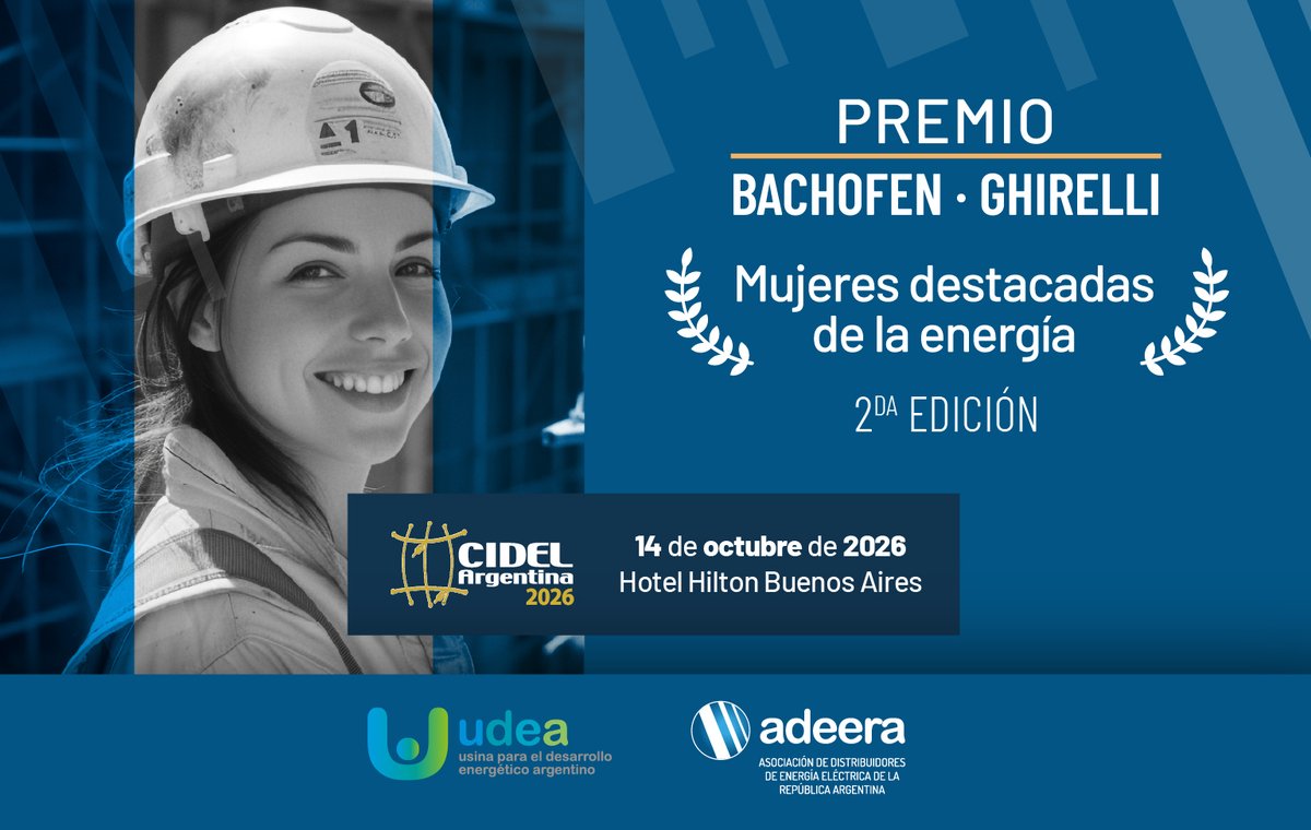 adeeraok's tweet photo. ⏰ Hoy es el último día para participar del Premio Bachofen-Ghirelli “Mujeres destacadas de la Energía”.

Si conocés a una mujer que se destaque por su trayectoria y su trabajo en el sector energético, todavía estás a tiempo de postularla. https://t.co/Q43FGyP9Ws
