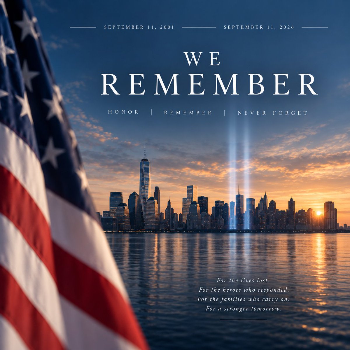Dan_Bulletssb's tweet photo. 25 YEARS LATER. WE REMEMBER. 🇺🇸

On this 25th anniversary of September 11, 2001, we pause to remember the nearly 3,000 innocent lives lost that day.
We honor them.
We remember them.
We will never forget. 🇺🇸
September 11, 2001 — September 11, 2026 https://t.co/PbUcBhhBH4