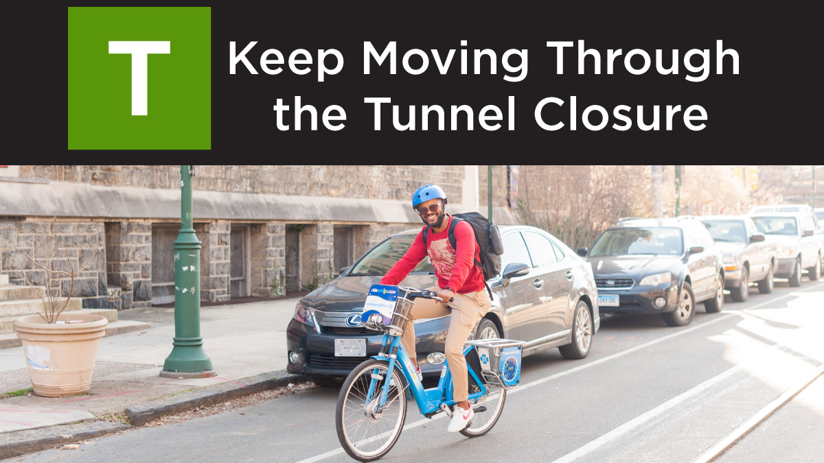 RideIndego's tweet photo. Heads up, T riders! 🚋 SEPTA’s trolley tunnel will be closed for the next three weekends, with all five T lines replaced by buses.

If the closure impacts your trip, Indego can help fill the gap. 🚲 Ride to the L, connect to another transit route, or bike all the way to your destination.

Plus, start riding for just $1 this September! Get one month of Indego30 for $1 with code INDESHIFT26: https://t.co/mkkW7wtpmS