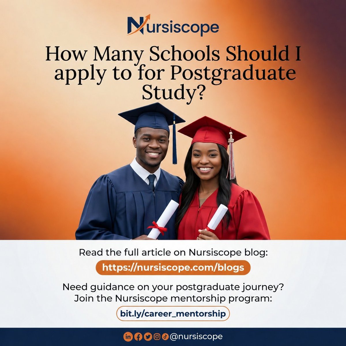 nursiscope's tweet photo. How many schools should you apply to for postgraduate study?

There’s no magic number. Find out what should guide your choices before you apply.

Read the full article: https://t.co/lL3D6rajju

#Nursiscope #PostgraduateStudy https://t.co/Ec4mp4b5z8
