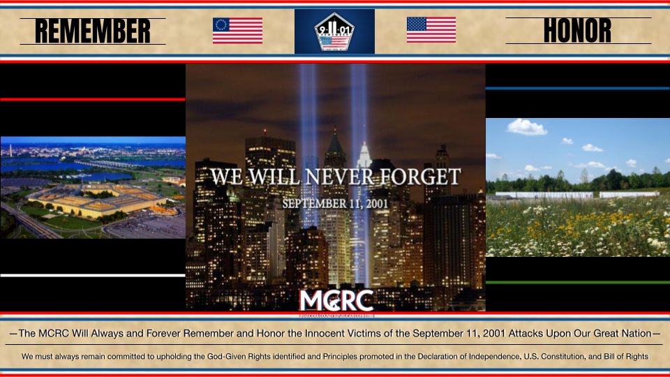 MaricopaGOP's tweet photo. Always &amp; Forever: Remember &amp; Honor the Innocent Victims of the September 11, 2001 Attacks Upon Our Great Nation

We must always remain committed to upholding the God-Given Rights identified &amp; Principles promoted in the Declaration of Independence, Constitution, &amp; Bill of Rights https://t.co/iUyXXNxYAc