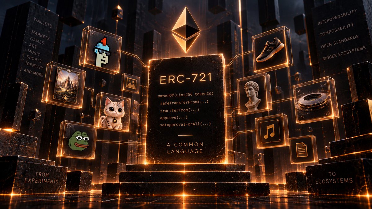 BitcoinObjects's tweet photo. 2018. ERC-721.

Digital ownership got a common language.

CryptoKitties had already shown what unique digital assets could become.

ERC-721 turned those ideas into a shared standard.

Wallets could recognize them.
Markets could trade them.
Apps could build around them. https://t.co/7wHMWDTp5X
