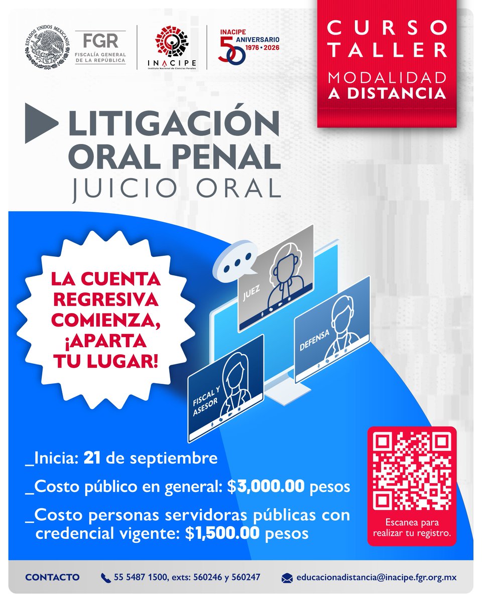 INACIPE's tweet photo. ¡Estudia a tu propio ritmo y sin detener tu vida! Inscríbete al Taller de Litigación Oral Penal en Línea y perfecciona tus habilidades para alegar, interrogar y concluir en tribunales virtuales. Últimos días de inscripción este mes con cupo limitado. https://t.co/4DwTvRUkes