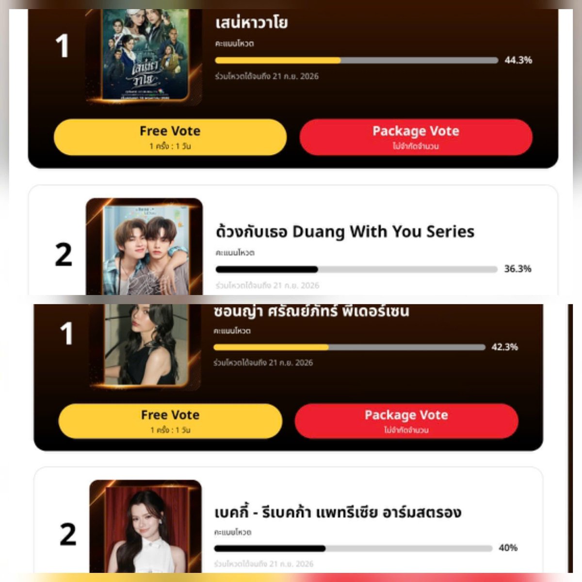 fbrankingvn's tweet photo. #ฟรีนเบค​ #FreenBecky
#srchafreen​ #Beckysangels
【FREENBECKY x FEED AWARD 2026】
🗓️End 21 Sep

10 days left and Becky still in 2nd rank And The Air still keeps the 1st rank!

1. Popular Drama Award - The Air
https://t.co/1n0FdPyVKv

2. Popular Female Actress Award - Becky Rebecca
https://t.co/zkd519HYpA

Vote unlimited with step by step:
1⃣ Vote
2⃣  Watch Ads 30s to get 2 votes in 10 times
3⃣  Refesh to get back to vote again in step 1 (because watching more than 10 times, Ads video will not run, need to refesh link vote & go back to step 1)

-With @FreenBecky_Data @WikiFreenBecky-