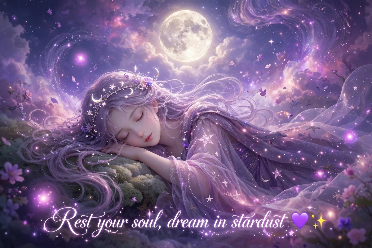 hoorienfatima's tweet photo. Rest your soul, dream in stardust 💜✨🌙
Stillness is our magic 🌌💫
Good night my beautiful souls 🥰💜

#stardust #moonqueen #healing #dreams https://t.co/n8l8rJzkG6