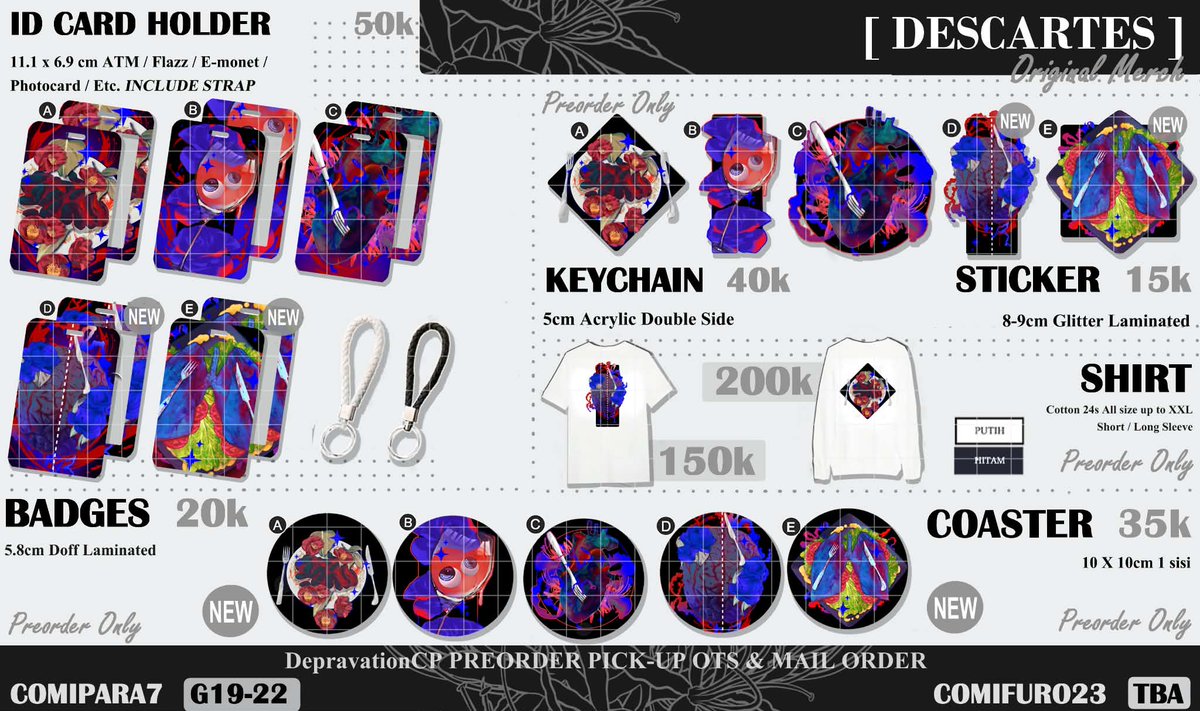 DepravationCP's tweet photo. [6/?]
Descartes &amp; Aesthetic Theme
Fandom : Original Merch

#CF23 #CFXXIII #comifuro23catalogue #comifuro23 #cf23catalogue #comicfrontier #comipara7 #originalmerch #originalmerchandise #originalcharacter https://t.co/UNWXDHYqXJ