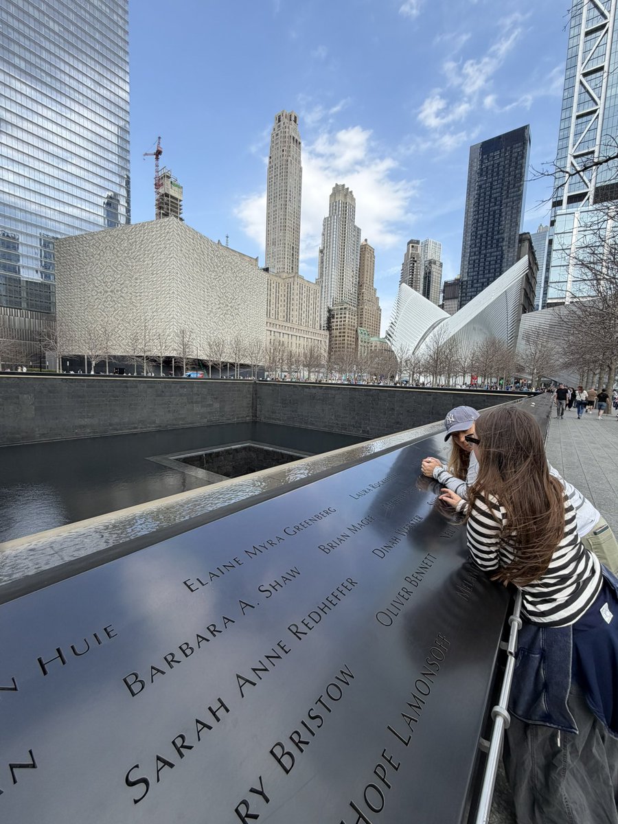 AngeliqueAshby's tweet photo. Earlier this year Zac and I took our youngest to NY. We visited the 9/11 Memorial, read the names, listened to the water fall… and told her our memories of that day and how it felt to live through such a brutal attack on our country. 

Zac and I were a fairly new long distance couple then. He was finishing his last year at the University of Oregon and I was halfway through law school in California. Our relationship was only a few months old. 

That day played a big role in our trajectory. Like many others across the United States we suddenly felt the shortness of life. An urgency manifested in us both. Three months later we were engaged and the next September we were married. 

I have no doubt that 9/11 expedited our timeline. 

It was a somber and reverent day. One that made it very clear we should also pursue our hearts desires without delay. 

May we never forget the losses and the lessons of September 11, 2001. May we pass them on to the next generation and forever remember not only the tragedy but the beauty that came from so many acts of courage and love in the wake of chaos and destruction. 

#NeverForget #NY #USA #NineEleven #Remember