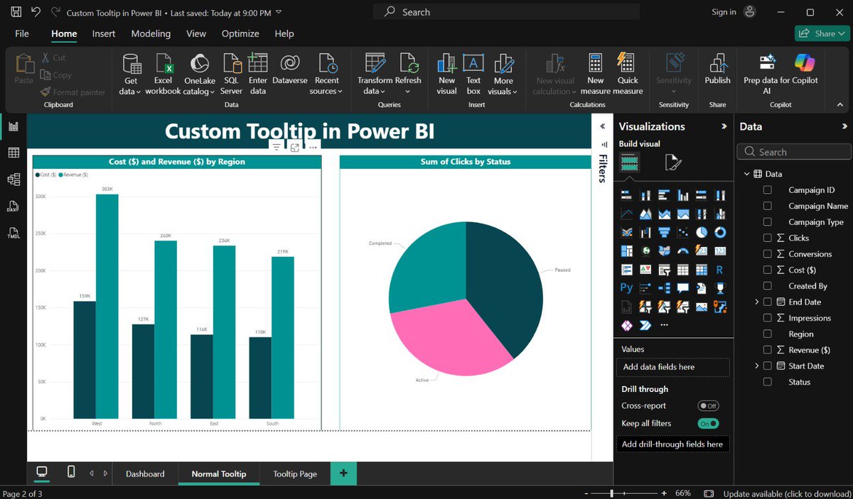 ADITYAK37929458's tweet photo. Your Power BI dashboard looks crowded? 👀
Don’t add another chart.
Use Custom Tooltips to reveal KPIs, trends & insights on hover —without cluttering your report. 📊
Simple feature.
Smarter dashboards.
#PowerBI #DataAnalytics #Bitools #DataViz https://t.co/yRUBs7Ea6J