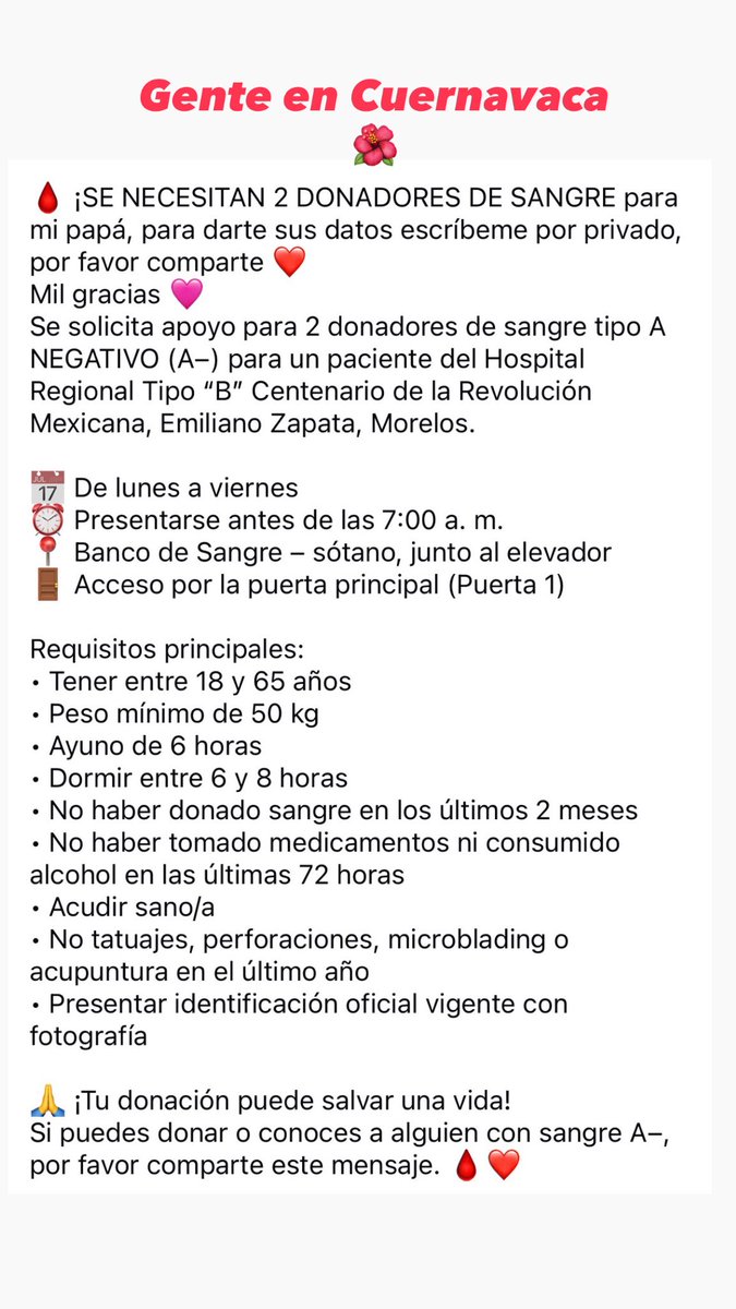 palomadiez's tweet photo. @donaenvida hola, necesito 2 donadores en Cuernavaca, Morelos, si alguien puede, le doy toda la información, mil gracias! https://t.co/KUeCSadZgi