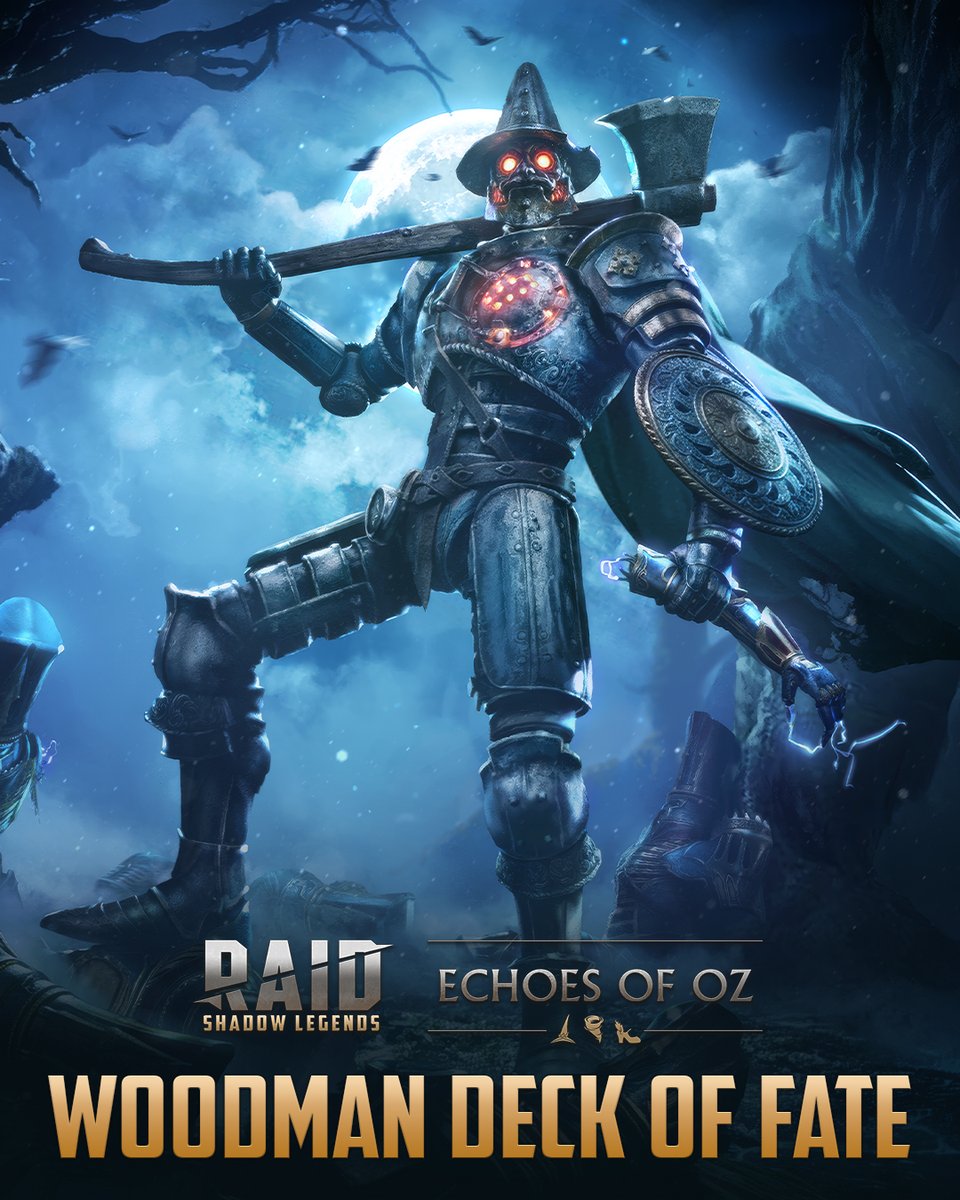 RaidRPG's tweet photo. To help Dorothy & her friends escape Oz, we're running a special Woodman Deck of Fate Event from 09:00 UTC Monday, September 14 to 09:00 UTC Friday, September 18. 

There's some amazing rewards on offer, including a Champion from Echoes of Oz - The Tin Woodman!

👉 In this Woodman Deck of Fate, you'll be tasked with earning Fate Shoes by:

- Summoning Souls from Soulstones

- Getting Gear

Don't miss this chance to summon The Tin Woodman & help Dorothy and friends escape from Oz!

#RAIDrpg #RAIDShadowLegends