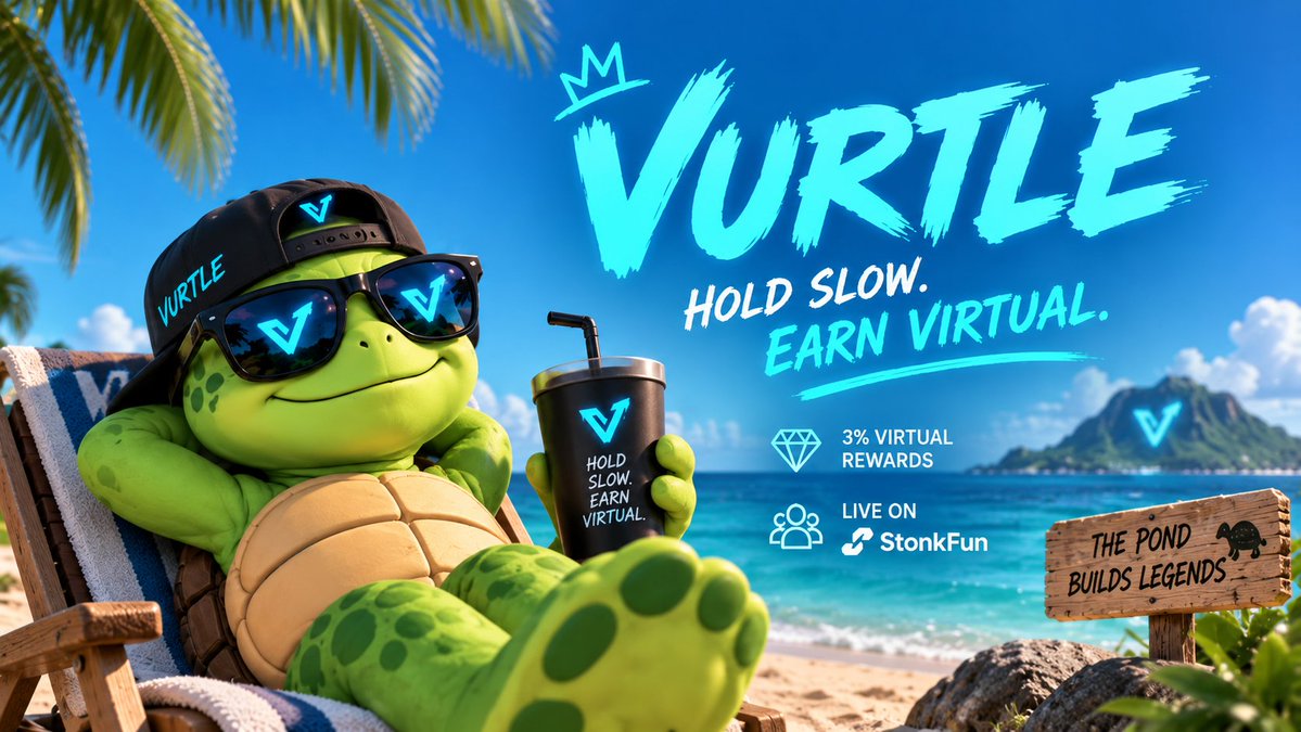 VurtleSol's tweet photo. 🐢 VURTLE HAS ENTERED THE POND
$VURTLE
Hold slow. Earn VIRTUAL.
3% VIRTUAL rewards.
Now live on StonkFun.
CA: 7Lpq9G4LsutQ2gpWD8iW5dK3daBuQuBAs7FwXiM9iTkk
🐢🌴
$VIRTUAL #Stonkfun https://t.co/b3rGLZA2ld