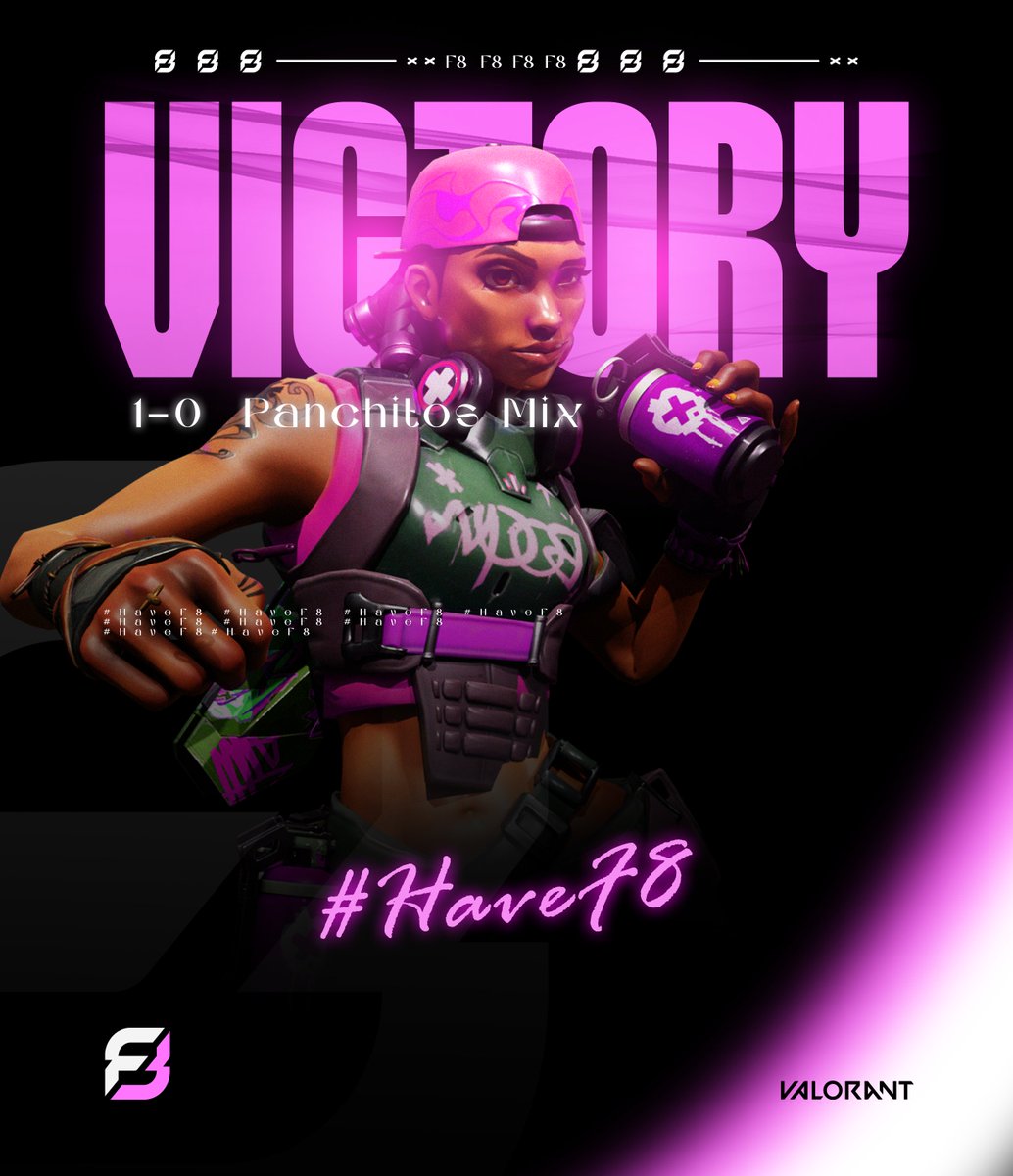 F8EsportsOFC's tweet photo. 1–0 (13-5) Panchitos Mix
We begin our journey with a win in @SpikeSeriesIBIT. 💪
A strong start as we advance to the next round.
The journey continues. 🔥
#F8Esports #HaveF8 #VALORANT https://t.co/nhkCXVYK13