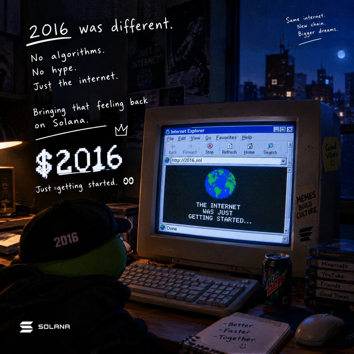the2016isback's tweet photo. 2016 was different.
No algorithms. No hype. Just the internet.

Bringing that feeling back on Solana. 🕹️

$[TICKER]

Just getting started. 👀

#Solana #Memecoin https://t.co/TZtIvtkILk