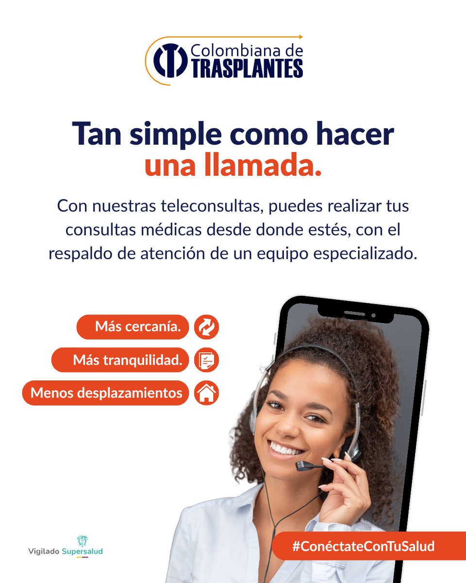 coltrasplantes's tweet photo. Nuestras teleconsultas buscan facilitar el acceso a la atención y ayudarte a mantenerte conectado con el cuidado de tu salud.
#ConéctateConTuSalud #SaludSinLímites #Teleconsulta #PacientesColombia #IPS https://t.co/PwaizcUAxd
