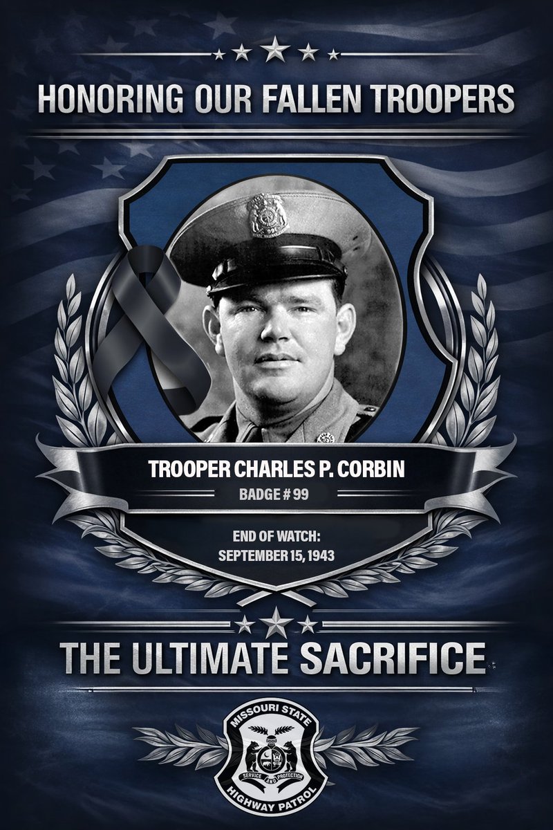 MSHPTrooperGHQ's tweet photo. #UltimateSacrifice
Today We Remember: Trooper Charles P. Corbin
Trooper Corbin's story: https://t.co/2EKaMelR4C https://t.co/zc0dtg6KvS