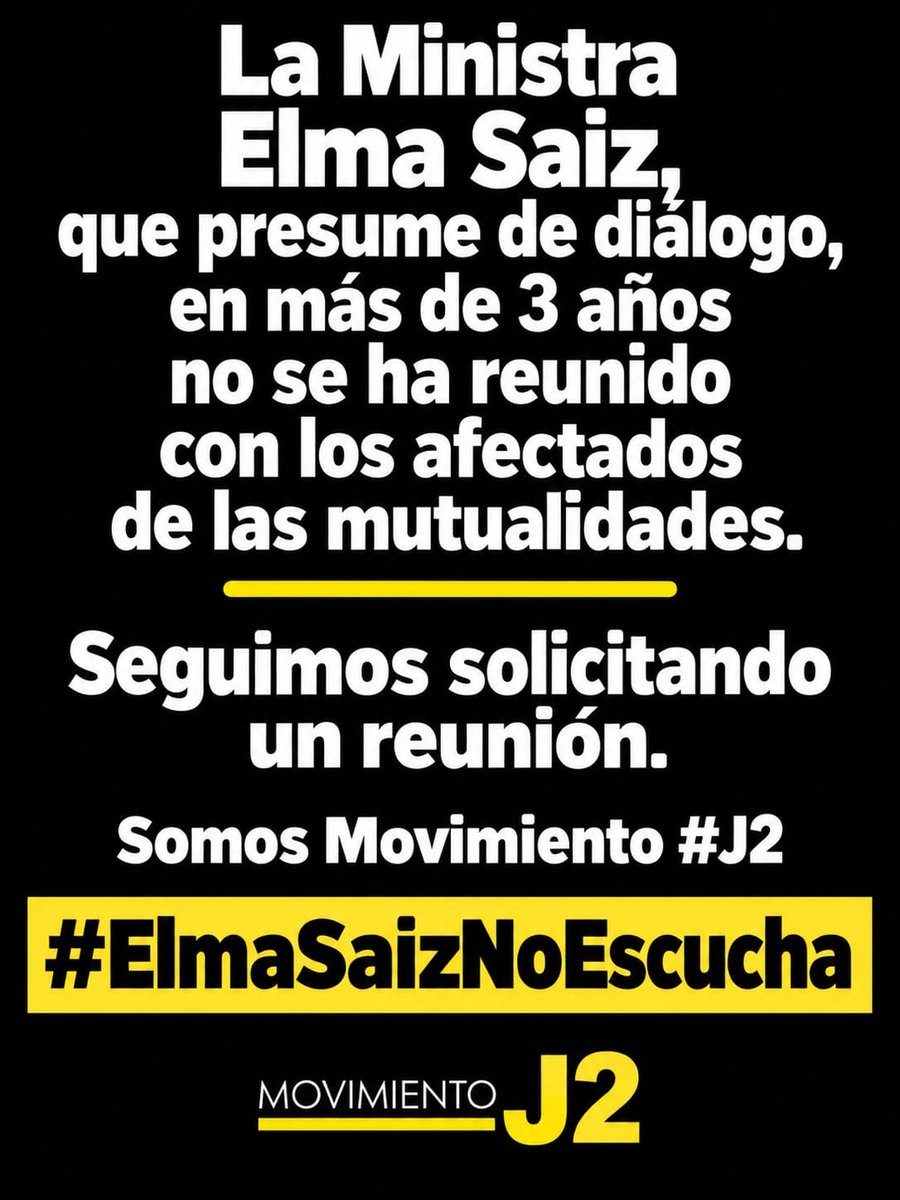 MovimientoJ2's tweet photo. La excusa en su momento era que el tema se estaba viendo en el Parlamento, pero ahora la Ley ya ha salido del mismo y está en el Ministerio de @inclusiongob. No obstante, la Ministra del Diálogo @SaizElma sigue sin querer escuchar a los afectados. @CorujoBorja 
#ElmaSaizNoEscucha https://t.co/dRI0RH6Pqb