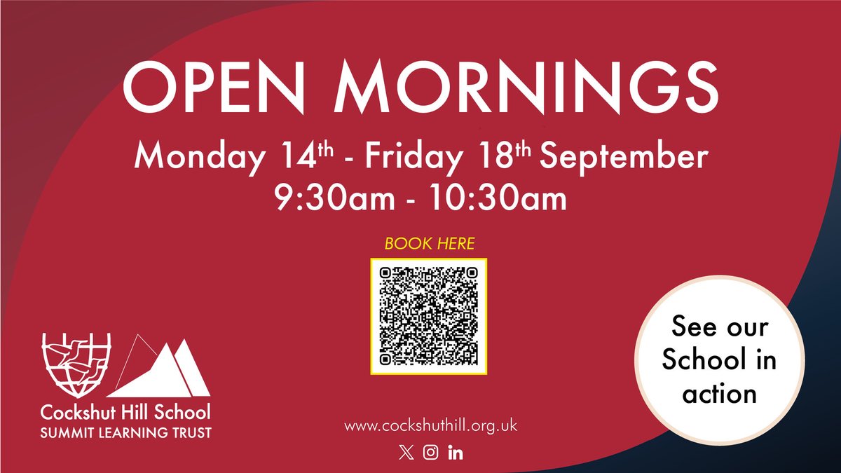 CockshutHillSch's tweet photo. Our Open Mornings begin next week and we welcome prospective families to come and see us.
Please book your tour or contact the school directly. #NothingButTheBest #Birmingham @Summit_LT
https://t.co/3SKXfRkl1q https://t.co/4EYL3WdXWM
