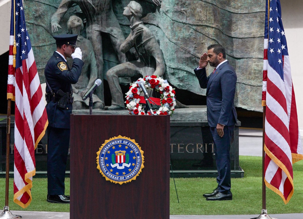 FBIDirectorKash's tweet photo. 25 years ago today, terrorists attacked our homeland and killed 2,977 innocent Americans.

And in the years since, we’ve lost 34 FBI employees from the attack – one Special Agent, Leonard Hatton, who died that day while working to save lives – and 33 employees lost to 9/11 related illnesses, after they bravely responded to search the scene, assist victims, and execute the investigation that followed.

Each of these heroes died in service answering the call when America needed them most.

This FBI will NEVER forget.
-DKP🇺🇸