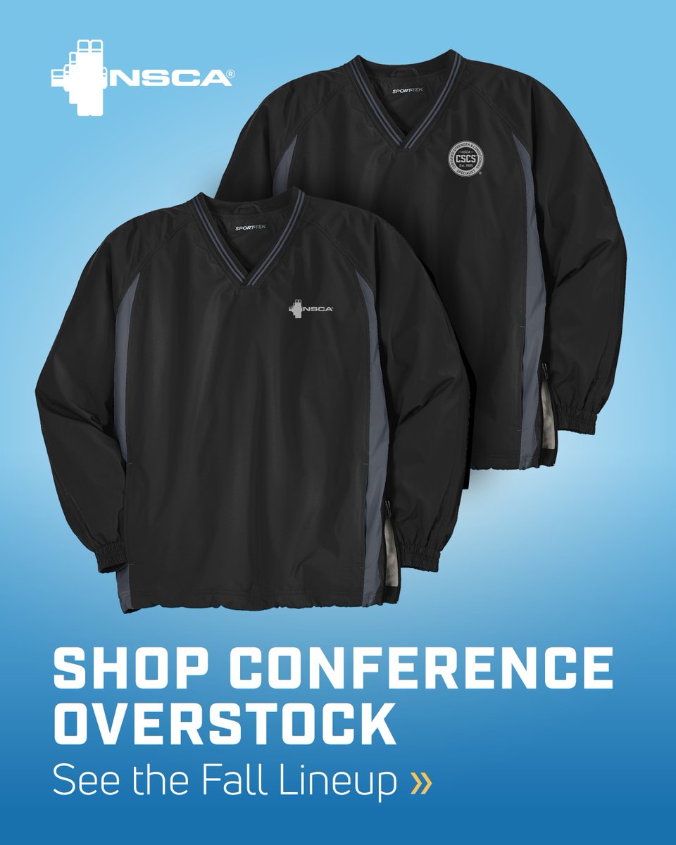 NSCA's tweet photo. Conference overstock is now online 👕
Shop NSCA and CSCS® windshirts, embroidered NSCA quarter-zips, and $25 t-shirts
Find your style and size in the fall lineup while supplies last. Members save $10 on select items!
SHOP OVERSTOCK » https://t.co/CDSOE3vrjm
#NSCAstrong #CSCS https://t.co/zwCMos9FHK
