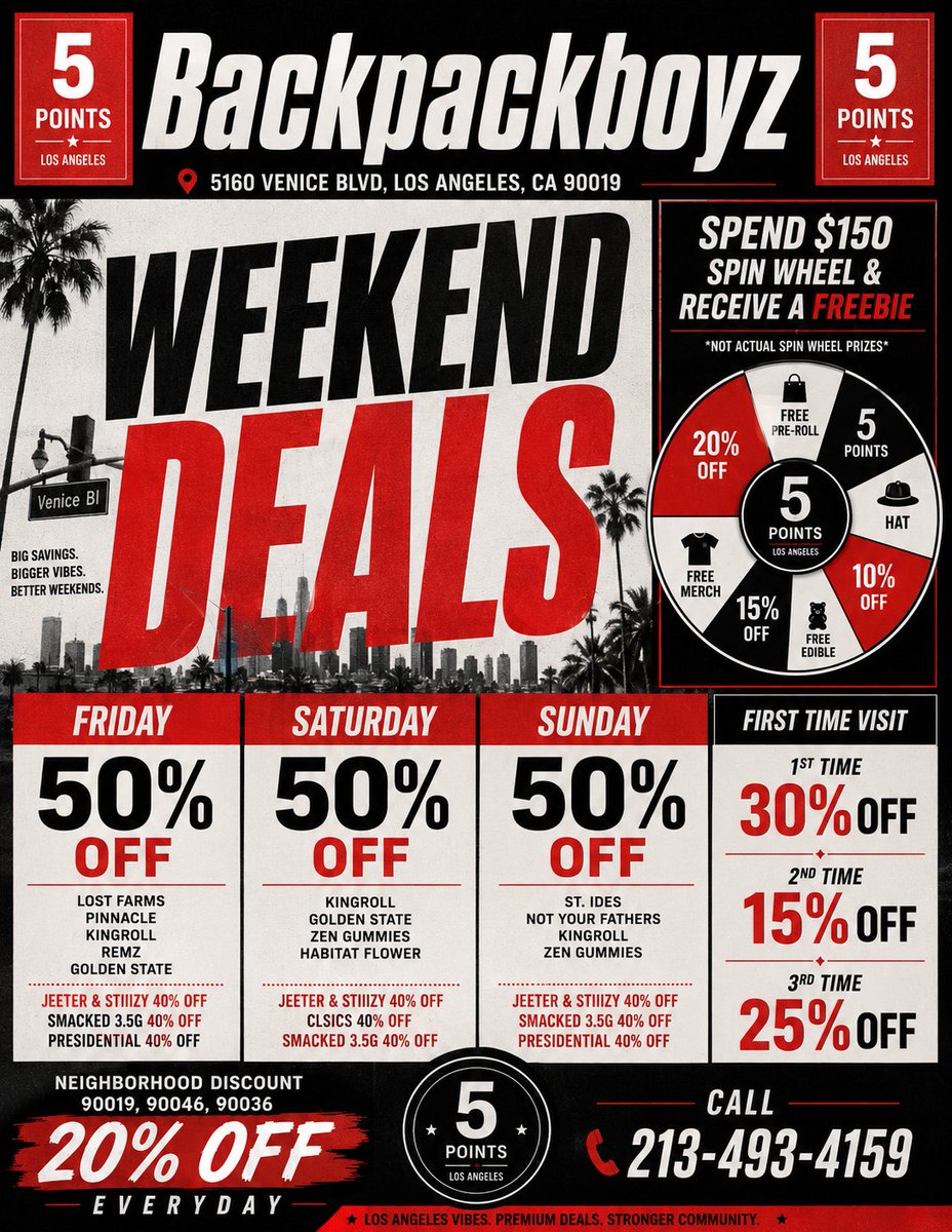 LA_backpackboyz's tweet photo. WEEKEND DEALS HERE AT BACKPACKBOYZ LOS ANGELES🔥 https://t.co/GkDPpEQhbe