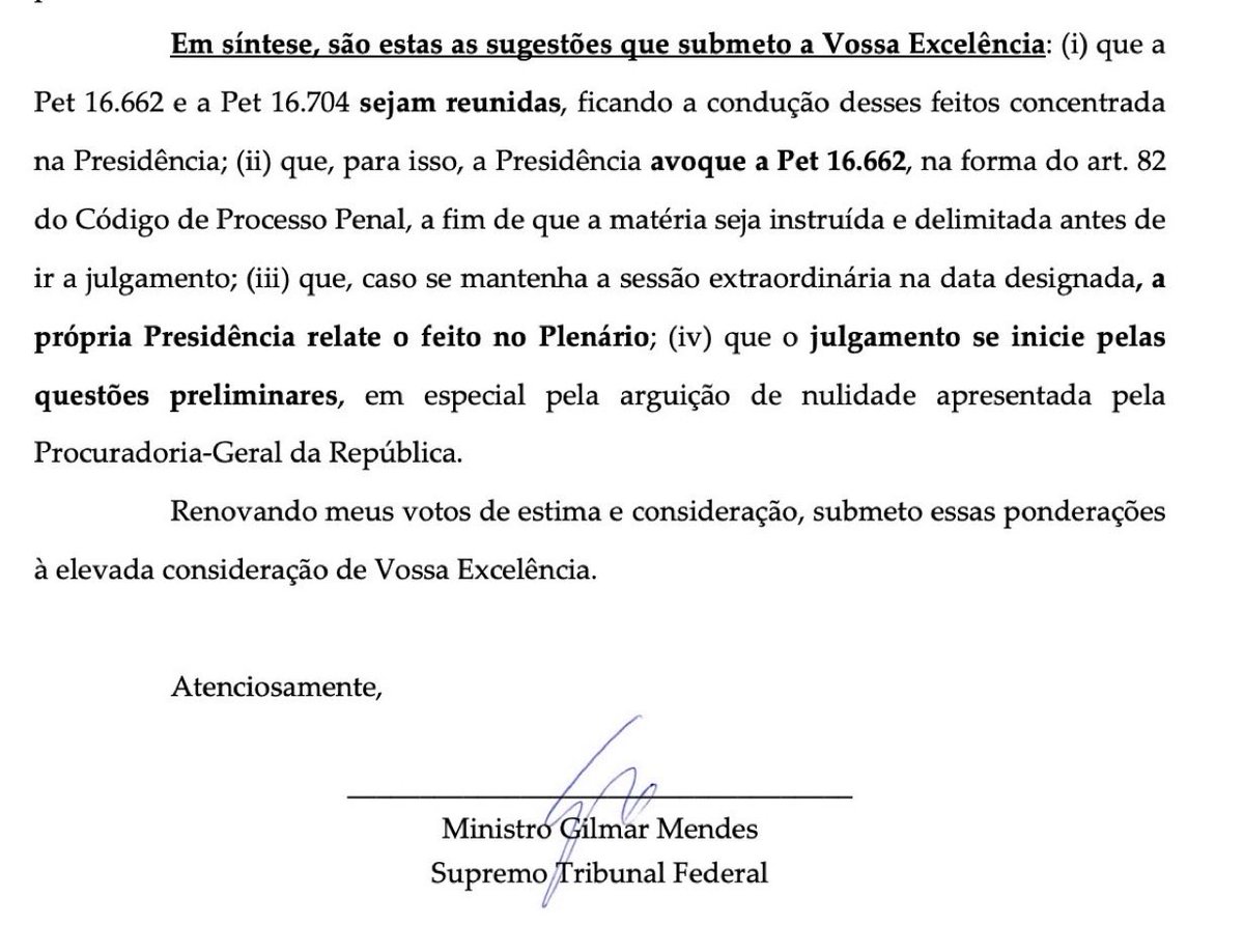 NewsLiberdade's tweet photo. 🚨URGENTE - Gilmar Mendes diz que o julgamento de Moraes tem que se iniciar pelas questões preliminares, ou seja, analisando as nulidades https://t.co/EJqZNjKI7o