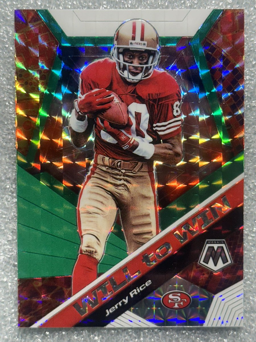 EliteCollect99's tweet photo. Check out 2020 Panini Mosaic - Will to Win Jerry Rice #WW14 Green Mosaic Prizm https://t.co/OOpAQarfH7 #eBay via @eBay https://t.co/J1Yfx0nbHR
