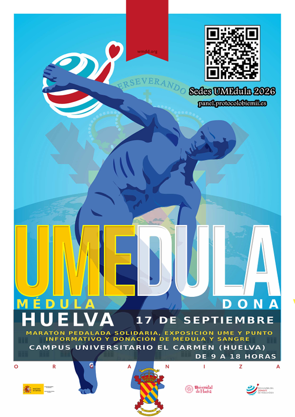 UniHuelva's tweet photo. ❤️🏃‍♀️ Únete a UMEDula 2026 y ayuda a salvar vidas.

📅 17 de septiembre, de 9:00 a 18:00 h
📍 Campus El Carmen de la Universidad de Huelva
Pedalada solidaria, exposición de la UME e información sobre donación de médula y sangre.

#UMEDula2026 #UHU https://t.co/WeA3cRnytQ