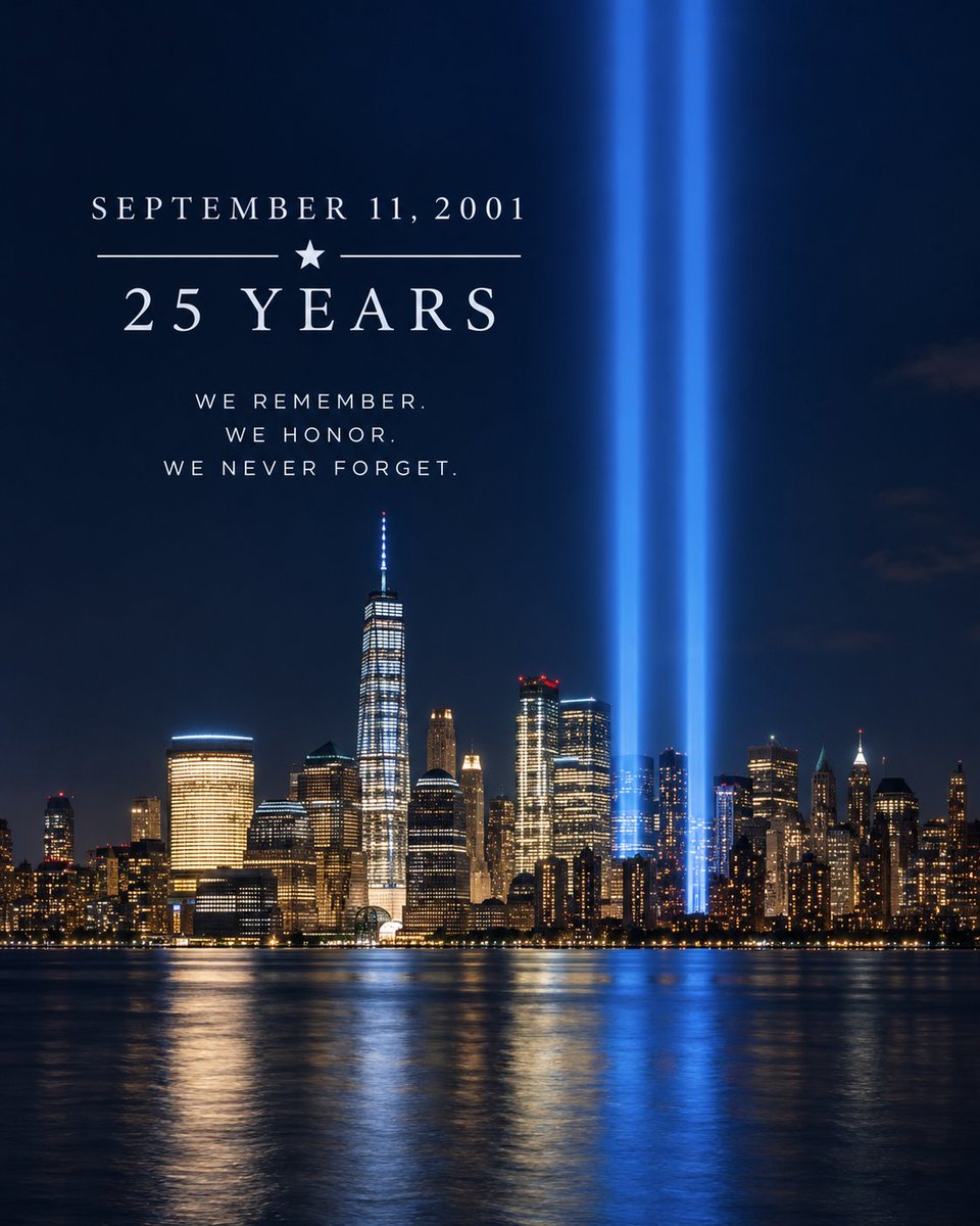 AlisonTaylorNWI's tweet photo. 25 years.

We remember where we were.
We remember watching in disbelief.
We remember the lives lost, the heroes who ran toward danger, and the families forever changed.
Twenty-five years later, we remember.
We honor.
We never forget. 🇺🇸 https://t.co/1AjRuPQEX8