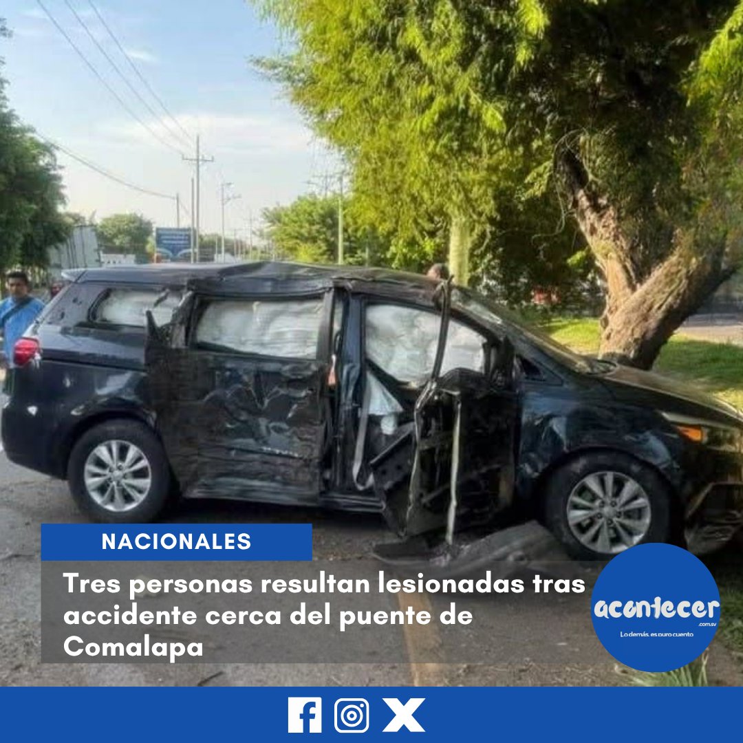 acontecercomsv's tweet photo. #Olocuilta 🚨🚘💥 Un vehículo sufrió fuertes daños luego de atropellar a una persona y posteriormente impactar contra unos árboles, en las cercanías del puente de Comalapa, Olocuilta, La Paz. 🌳🚗
#Accidente #LaPaz #Comalapa #AccidenteVial #Emergencia #NoticiasSV 🇸🇻
📝KG https://t.co/UvRHdEbfZ4