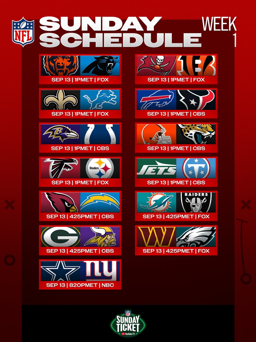 NFL's tweet photo. 🏈 HAPPY FIRST SUNDAY 🏈 @youtubetv https://t.co/xnCECLURaa