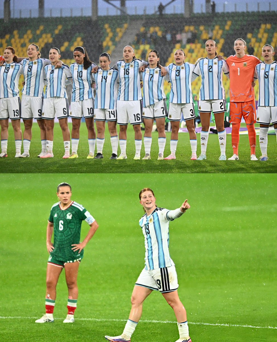 albicelesteilu's tweet photo. 🇦🇷 ARGENTINA LE GANÓ 3-2 A MÉXICO 🇲🇽 Y SE CLASIFICÓ A OCTAVOS DE FINAL DEL MUNDIAL U20 DE FÚTBOL FEMENINO.

¿Los goles? Annika Paz, Alma Velasco Heim y Dolores Delgado.

¡¡SOY ARGENTINO, ES UN SENTIMIENTO, NO PUEDO PARAR!! https://t.co/vP9hgg4Ffo