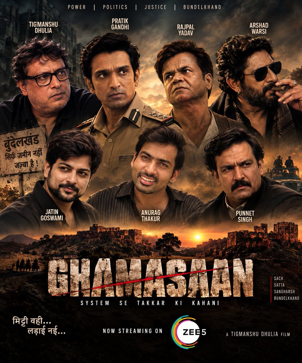 TPLAshish's tweet photo. Tigmanshu Dhulia की दमदार कहानी और निर्देशन के साथ #PratikGandhi, Arshad Warsi, Rajpal Yadav, Jatin Goswami, Anurag Thakur और Punnet Singh की शानदार अदाकारी ने इसे देखने लायक बना दिया है।
बुंदेलखंड की मिट्टी, सत्ता का संघर्ष और जबरदस्त अभिनय — #Ghamasaan वाकई असर छोड़ती है। 🎬🔥 https://t.co/ffMVQkwbNp
