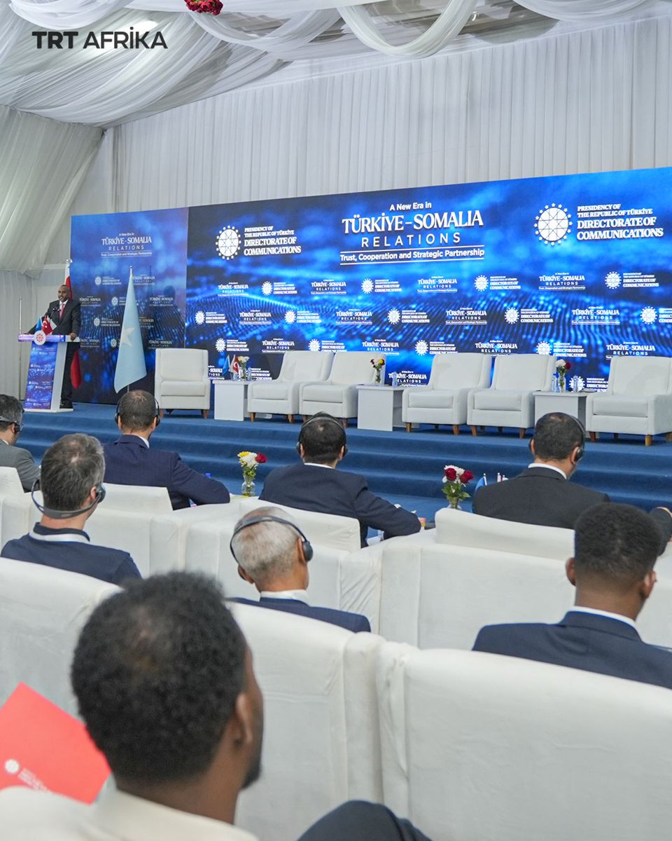 trtafrika's tweet photo. Türkiye and Somalia are describing their relationship as entering a new era, one built on trust, development, defence and strategic cooperation. At a panel in Somalia's capital, Mogadishu, officials and experts also discussed the growing challenge of disinformation and the future of the partnership