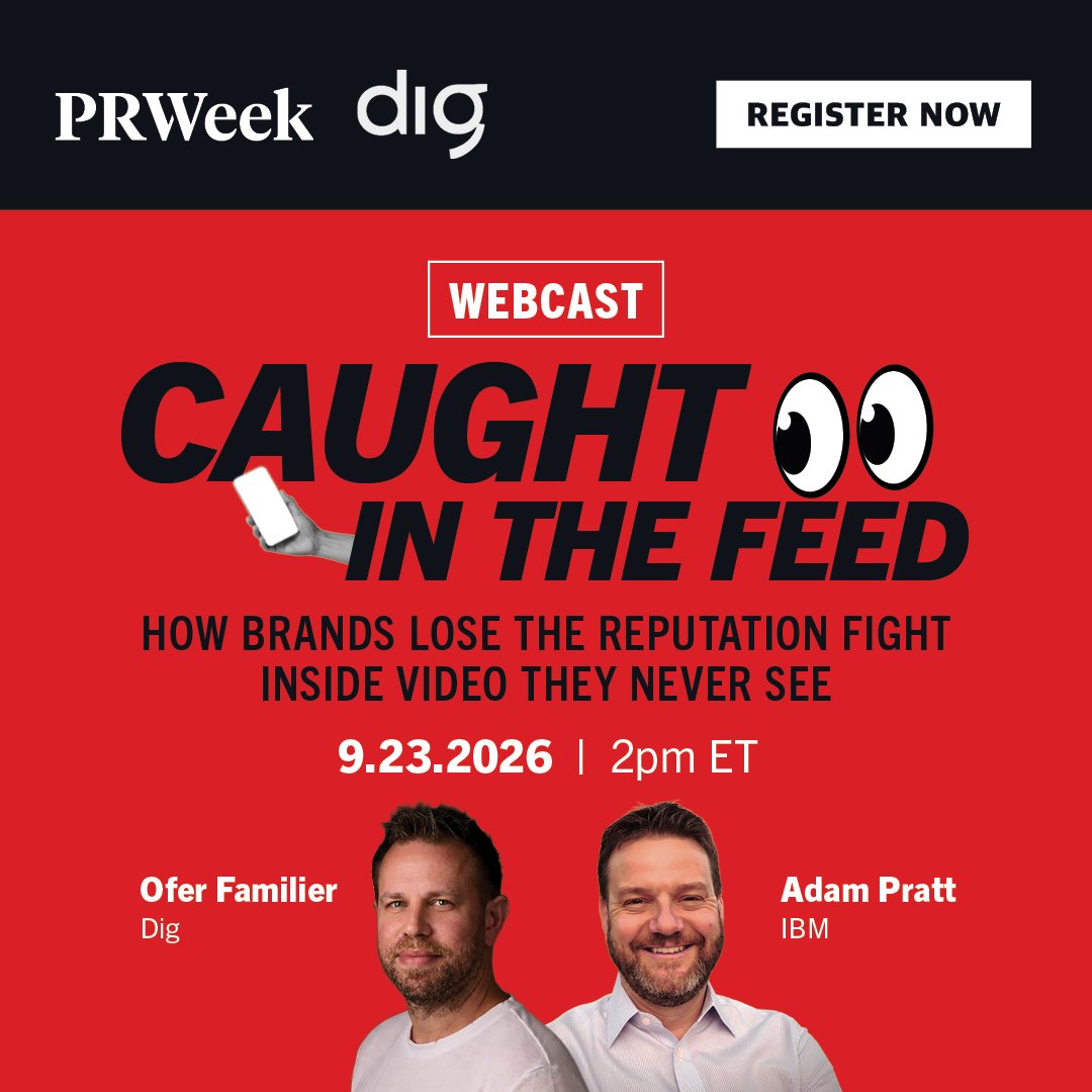 PRWeekUS's tweet photo. Join Dig on Sept. 23 at 2 PM EST to learn how video-first social intelligence reveals the narratives, emotions, creators, and moments shaping brand perception before they become tomorrow's headlines.

🎟️ Register: https://t.co/IXKa1R6woP+

#BrandReputation https://t.co/8lmrJb9K95